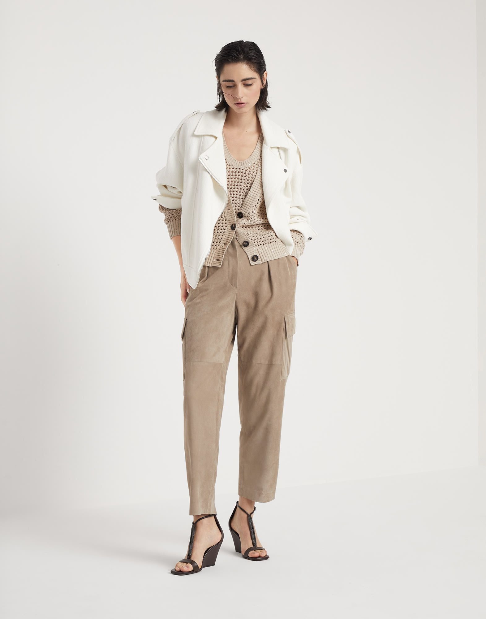 Brunello Cucinelli o1w1db10825 Cardigan in Light/Pastel Brown Size M / US 6-8 / IT 42-44 - 5 Thumbnail