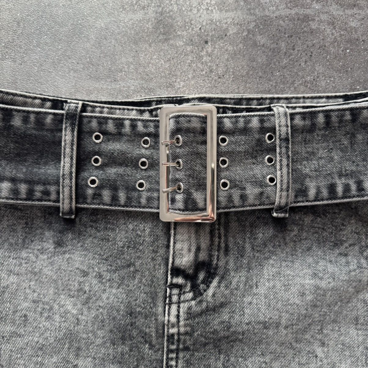 20471120 × Japanese Brand Amazing Washed Belted Mini Skirt Size 28" / US 6 / IT 42 - 4 Thumbnail