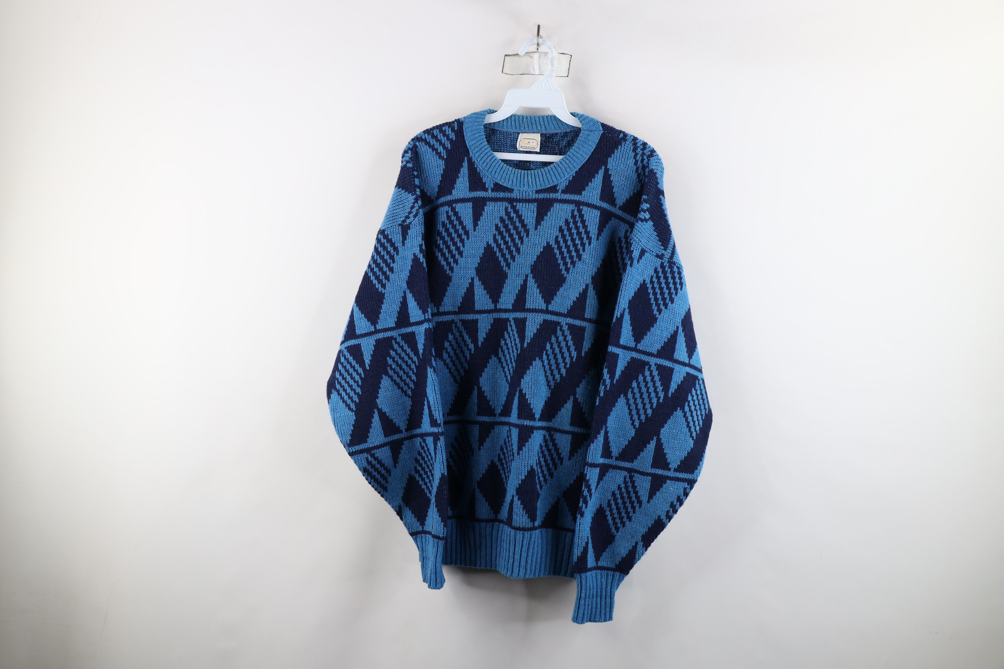 Vintage Vintage 90s Streetwear Knit Geometric Crewneck Sweater Size US M / EU 48-50 / 2 - 1 Thumbnail