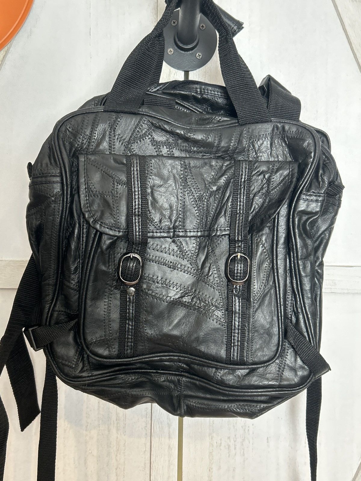 Other Vintage 80s 90s Black Leather Patchwork Backpack Bag 0006 Size ONE SIZE - 1 Thumbnail