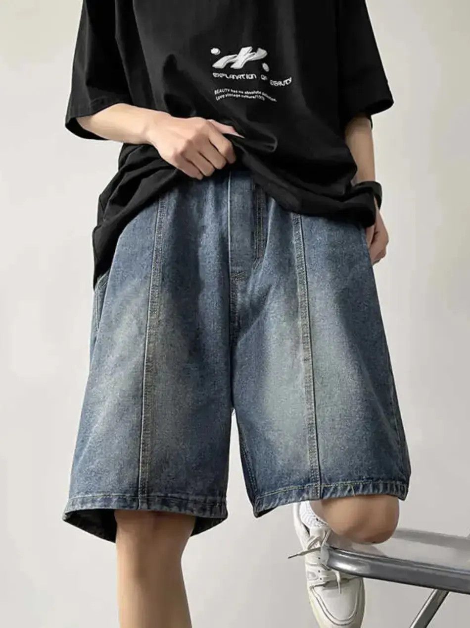 Japanese Brand Retro straight leg patchwork denim shorts Size US 32 / EU 48 - 1 Thumbnail