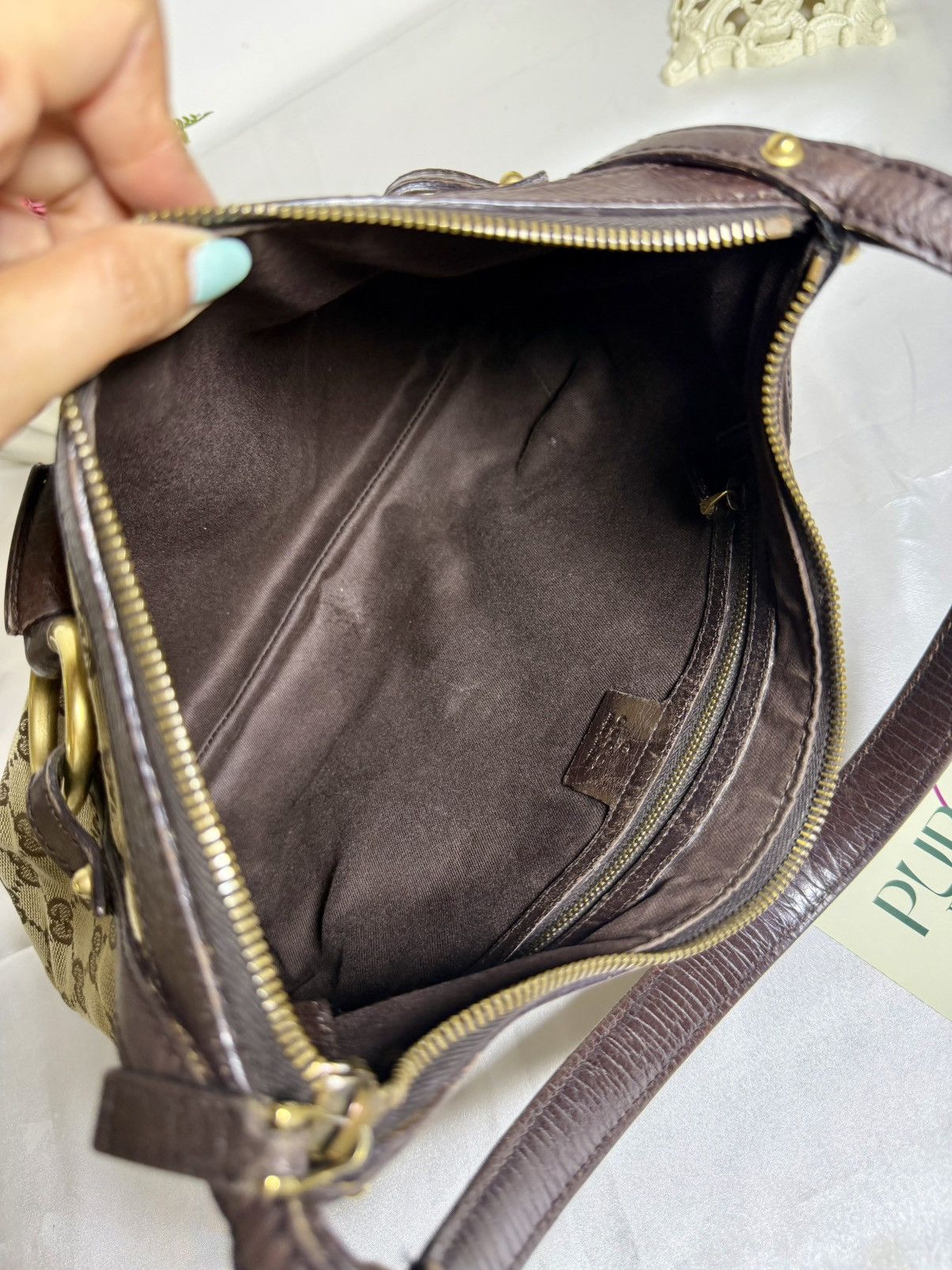 Gucci Authentic GUCCI Horsebit GG Canvas Brown Hobo Shoulder Bag Size ONE SIZE - 15 Thumbnail