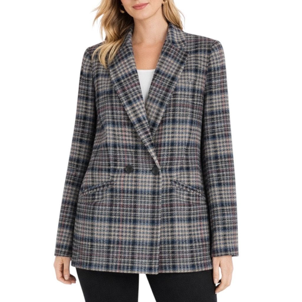 Other Talbots Double Breasted Bradwell Plaid Blazer Jacket Gray 16 Size XXL / US 16-18 / IT 52-54 - 1 Thumbnail