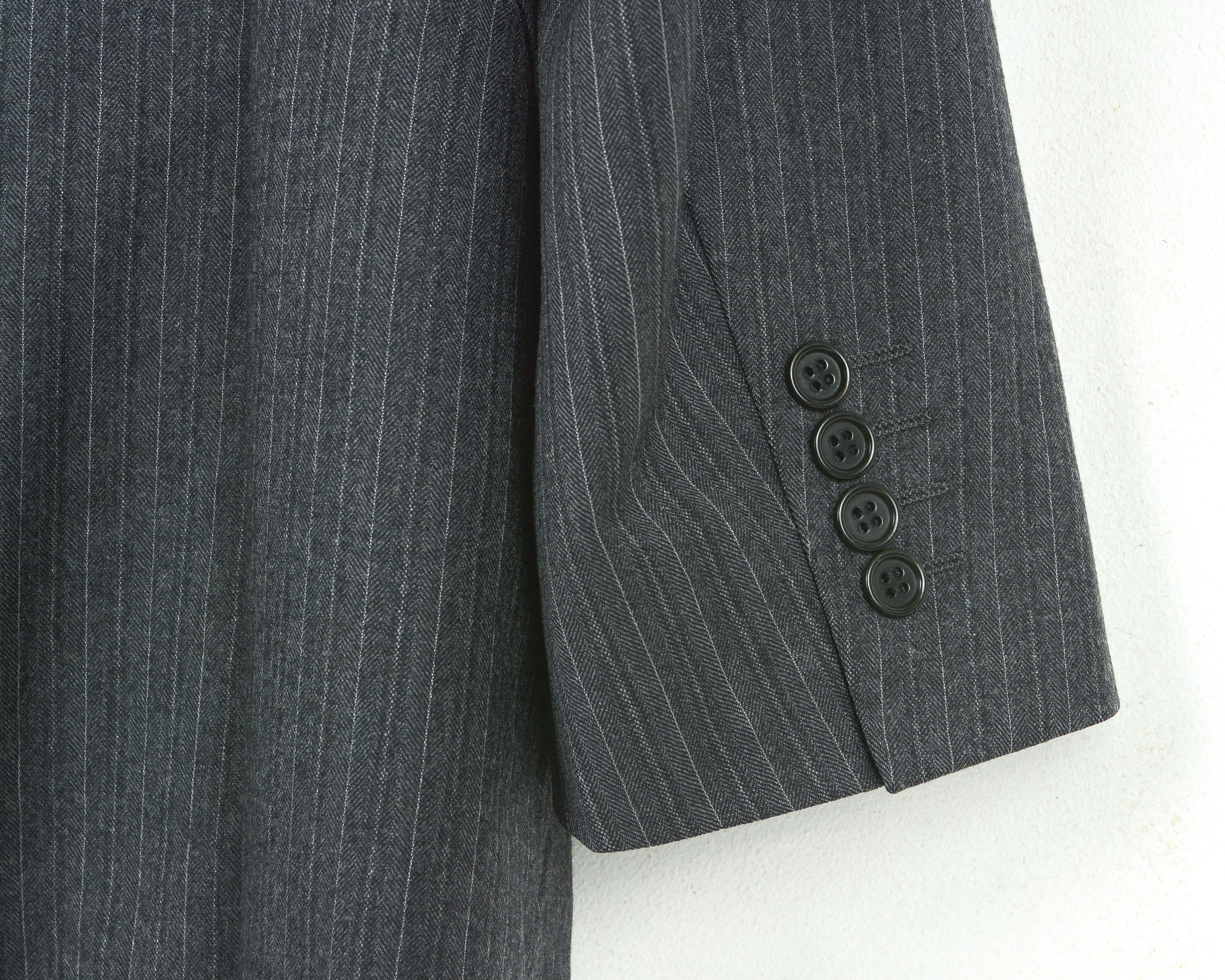 Canali Italian Blazer Pinstriped Wool US 42 UK Jacket Suit L Grey Size 42S - 5 Thumbnail