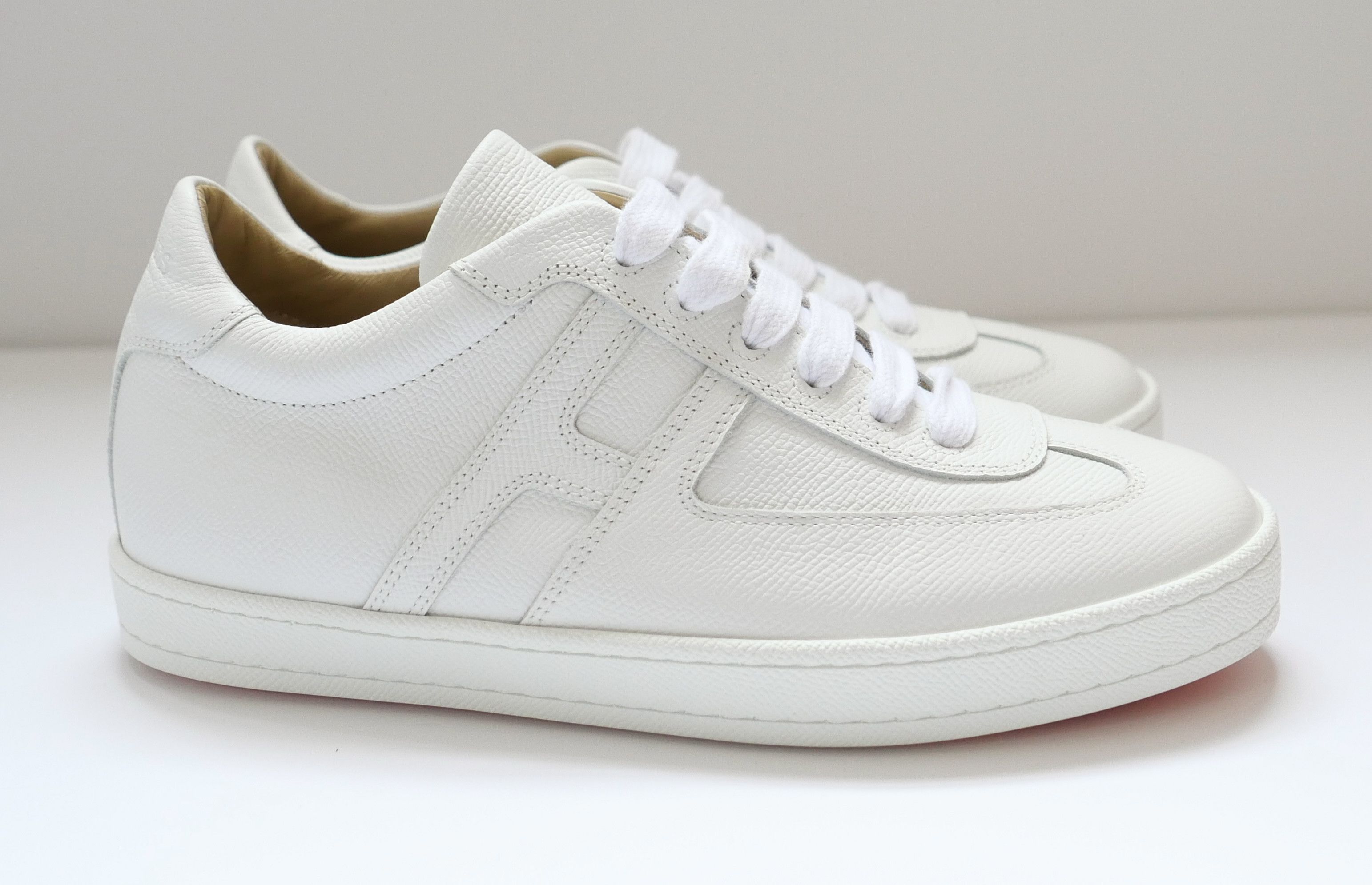 Hermes Hermes Boomerang Sneakers White Epsom Leather Size US 7 / IT 37 - 1 Thumbnail