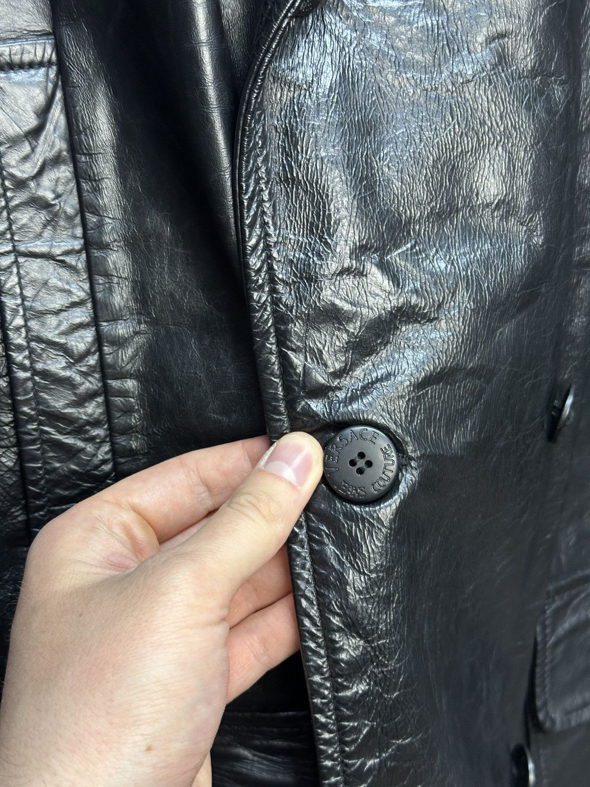 Versace Jeans Couture Versace Archival Double Breasted Leather Coat Jacket Size US XL / EU 56 / 4 - 11 Thumbnail
