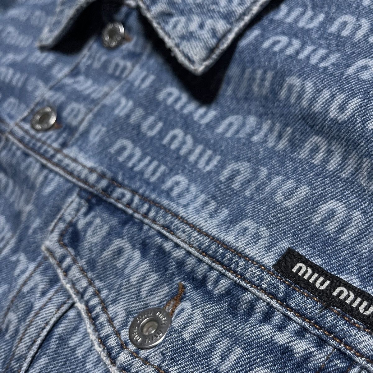 Miu Miu Miu Miu Monogram Denim Crop Jacket Size S / US 4 / IT 40 - 4 Thumbnail