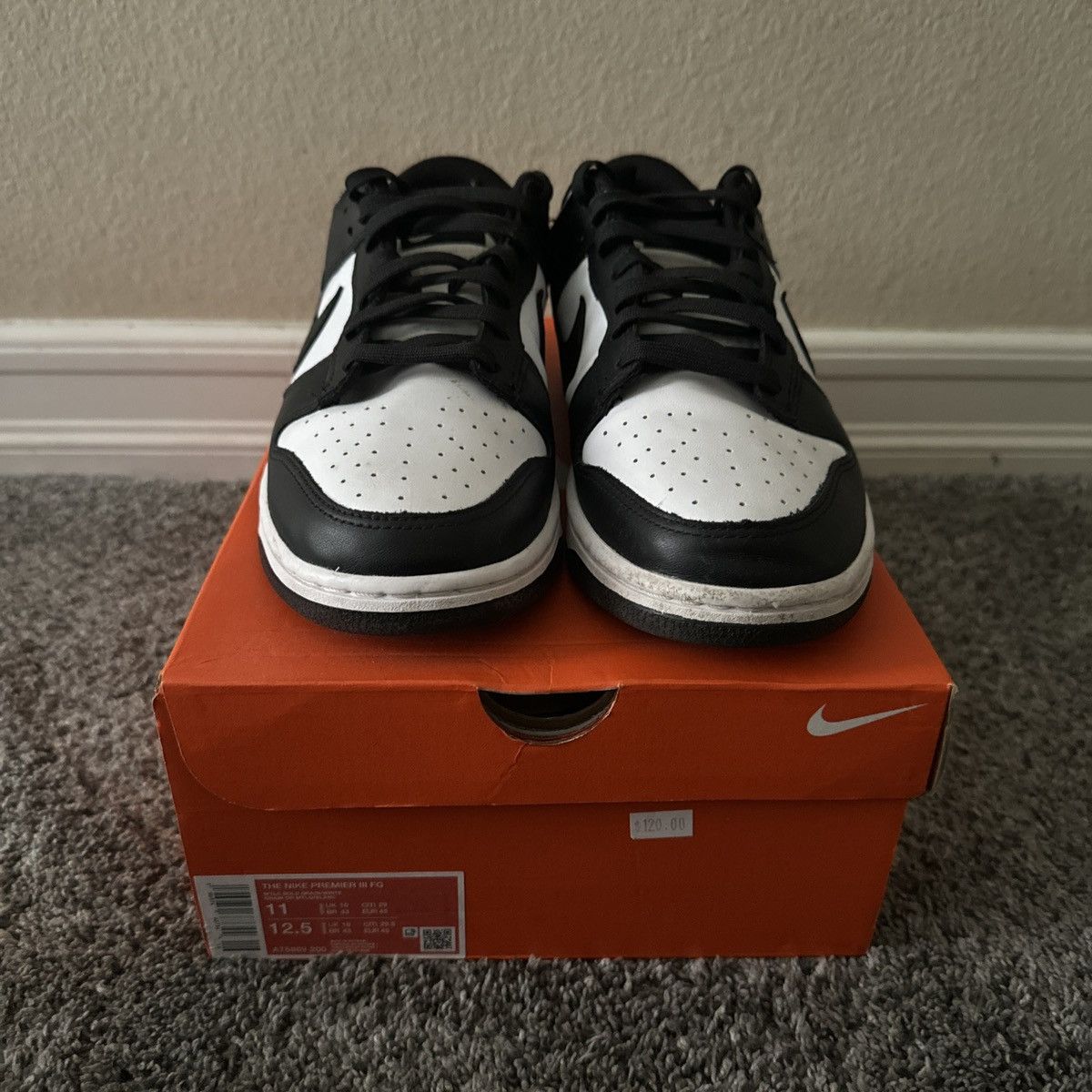 Nike Nike Dunk Low Black/White Panda Size US 10 / EU 43 - 4 Thumbnail
