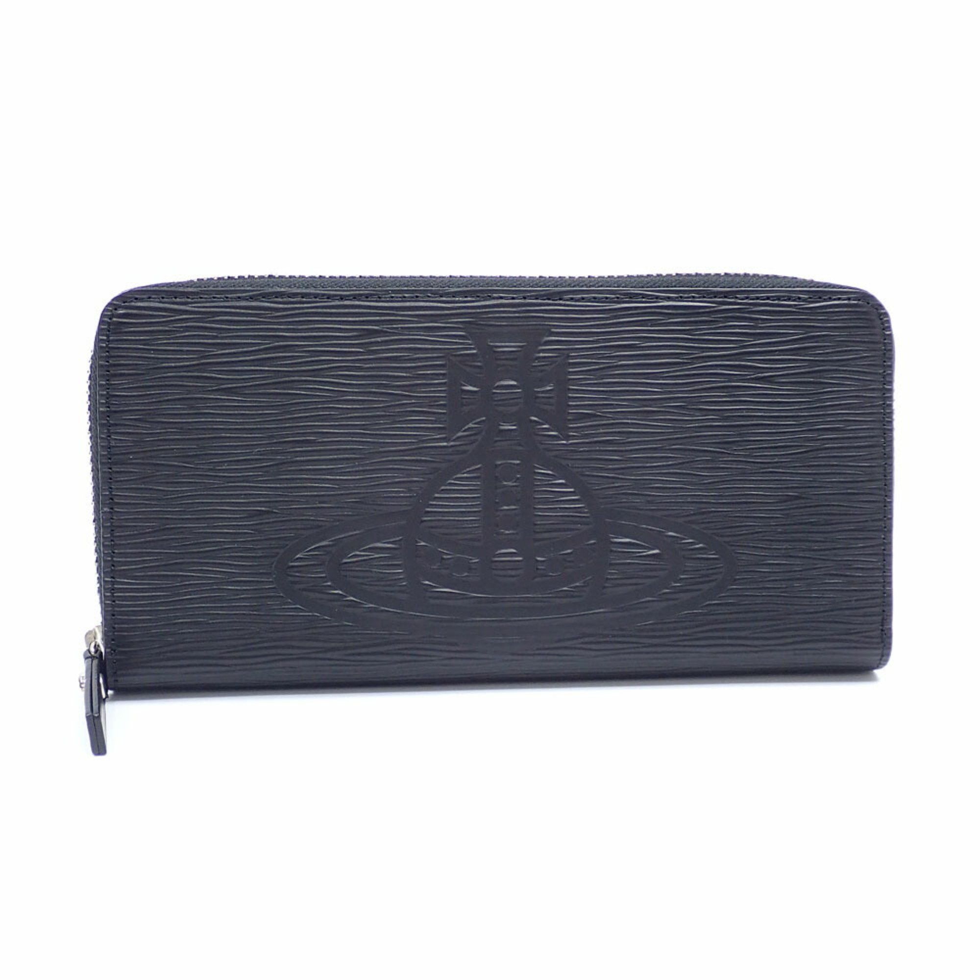 Vivienne Westwood Vivienne Westwood Round Long Wallet for Women, Black, Cowhide, VWK845, Flow Embossed Orb, C217363 Size ONE SIZE - 1 Thumbnail