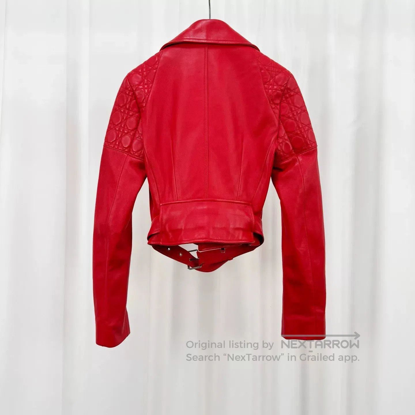 Dior red quilted multi-zip biker leather jacket. Size S / US 4 / IT 40 - 2 Thumbnail