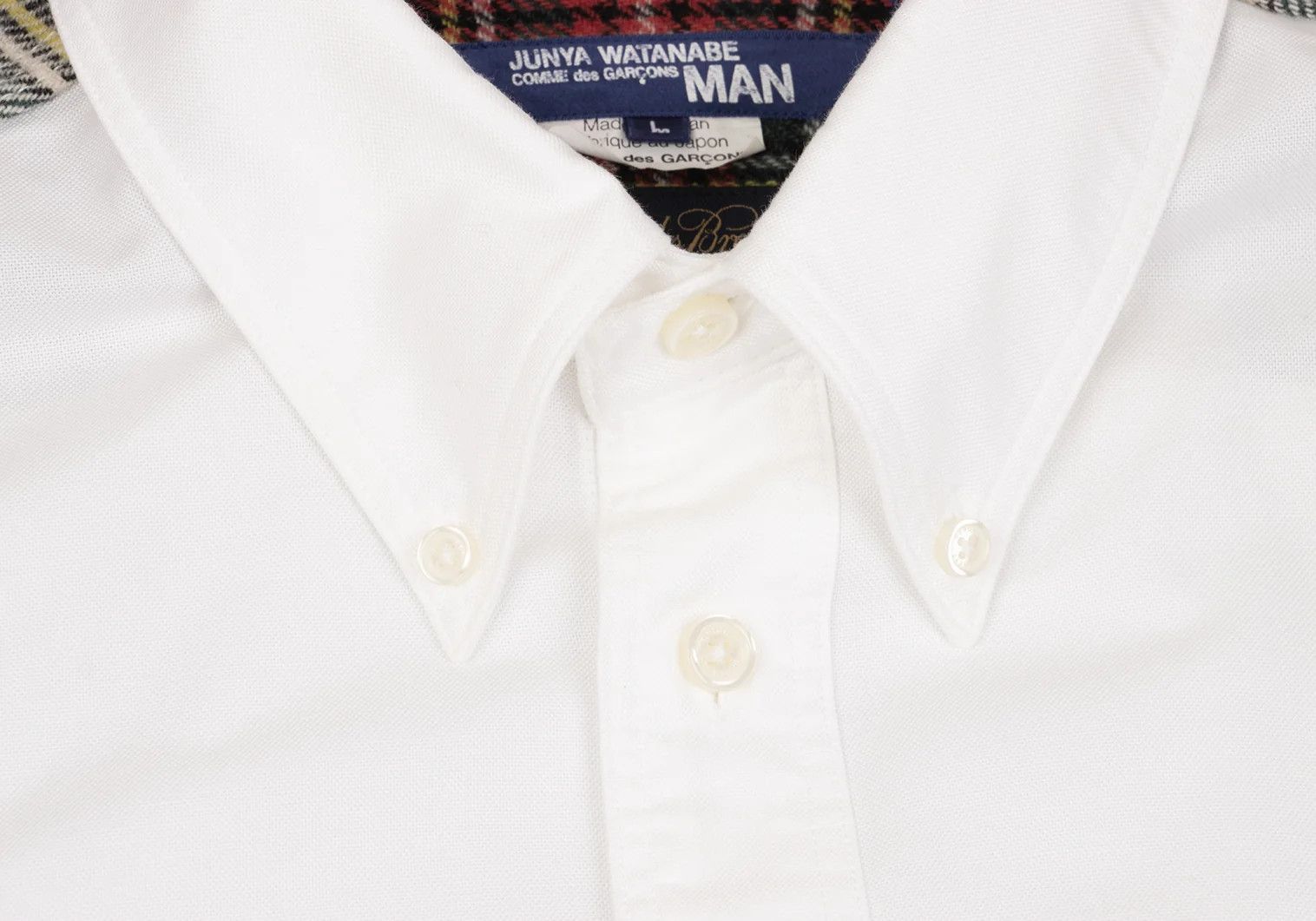 Junya Watanabe Tartan Check Button-Down Shirt in White, Size L Size US L / EU 52-54 / 3 - 5 Thumbnail