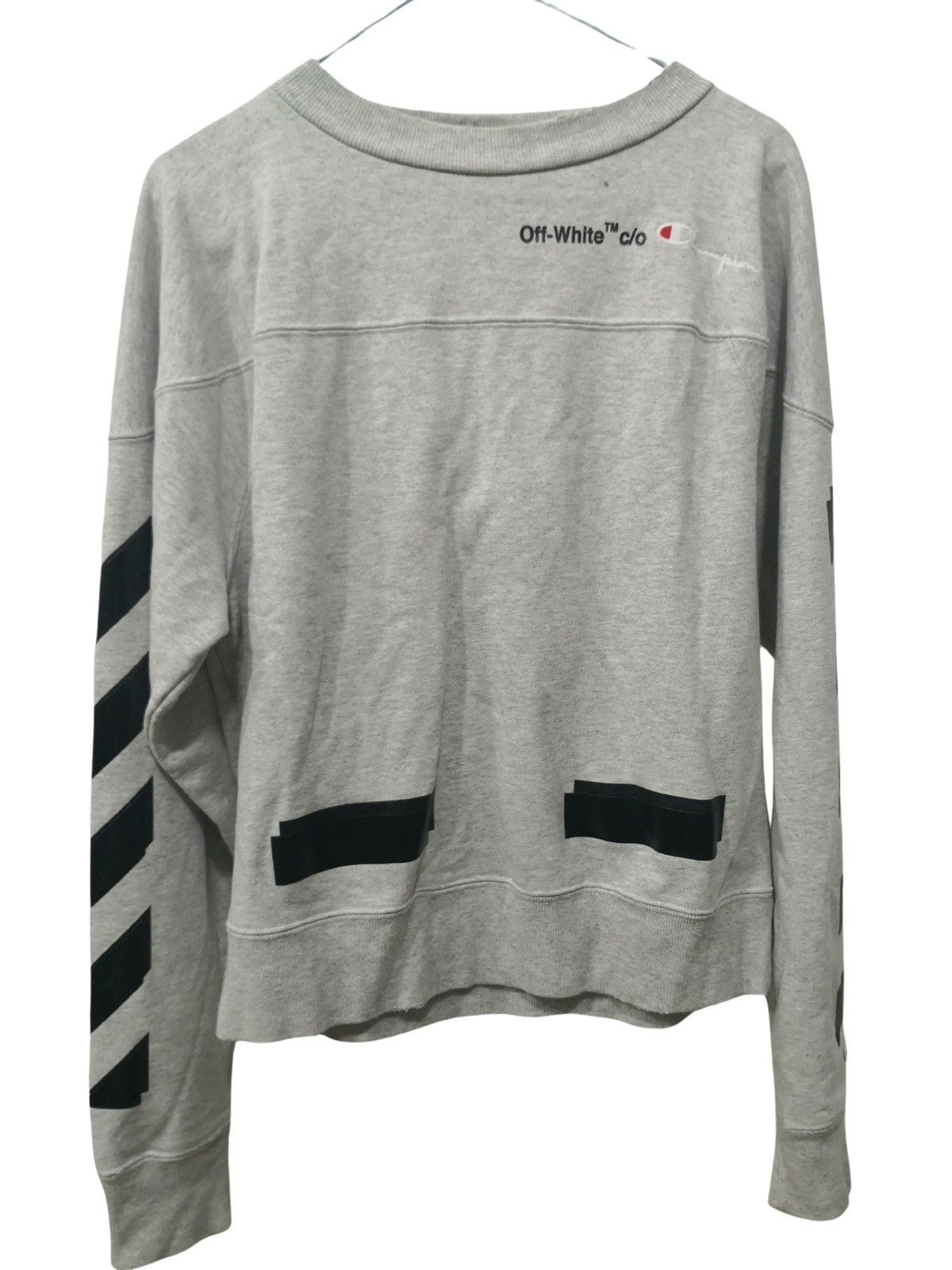 Champion Off White Off White Champion Crewneck Sweatshirt MELANGE GREY Grailed