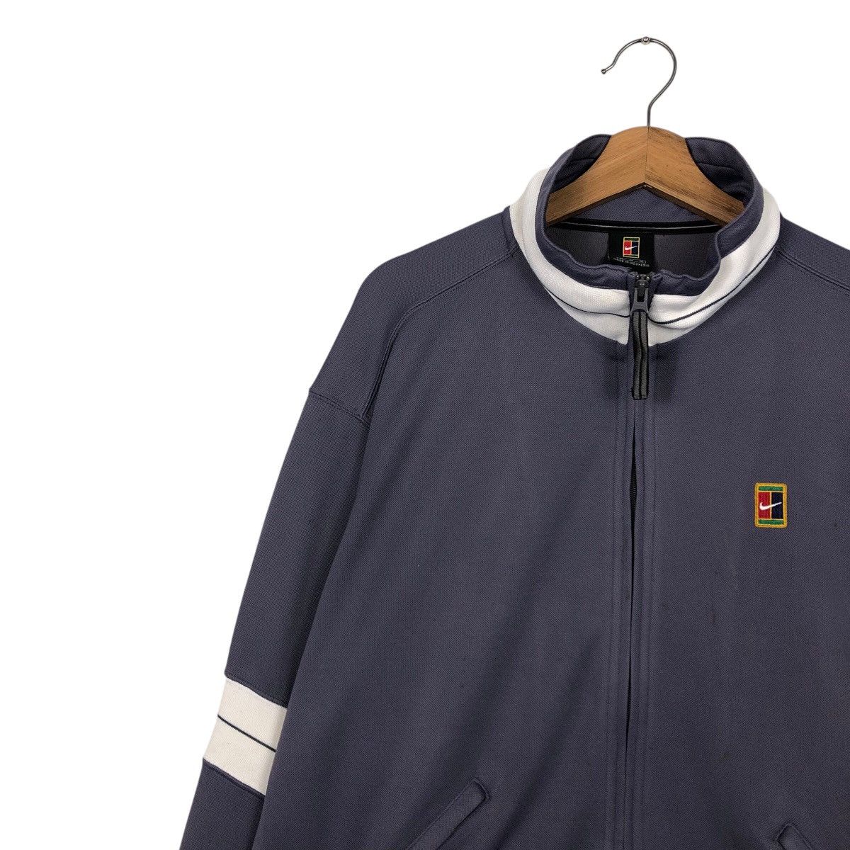Nike 📌Rich Grey Vintage Zipper Jacket Nike Court Big Logo Size US M / EU 48-50 / 2 - 8 Thumbnail