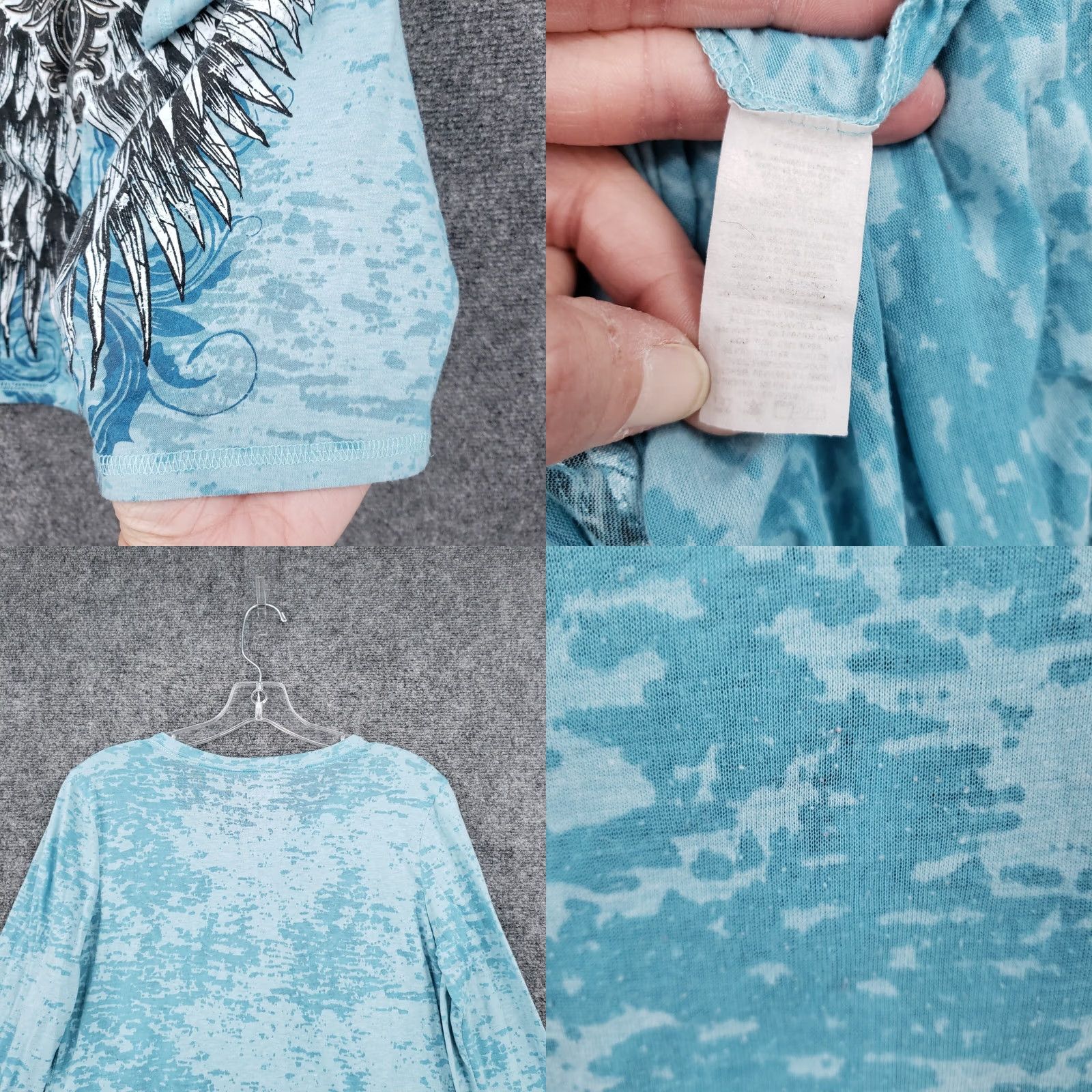 Wrangler Wrangler Rock 47 Shirt Womens Large Blue Graphic Tee Long Sleeve Grunge Y2K Size L / US 10 / IT 46 - 8 Thumbnail