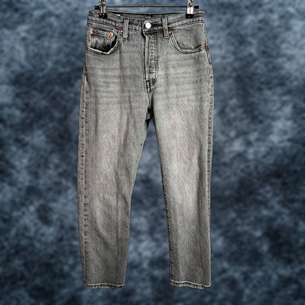 Levi's VINTAGE Levis 501 Original Fit Womens Jeans Gray Cotton Blend Denim 24 in Inseam 5-Pocket Design Adult Womens 25 Size 42" / US 20 - 1 Thumbnail