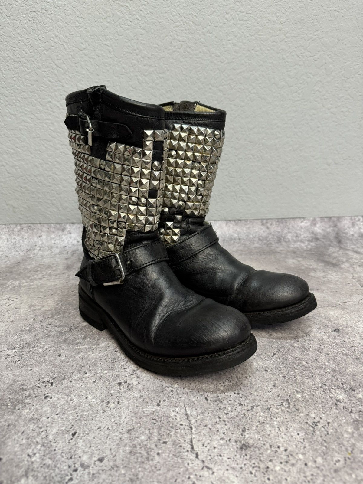 Vintage Vintage Leather Trash Biker ASH Boots Western shoes USA Moto Grailed