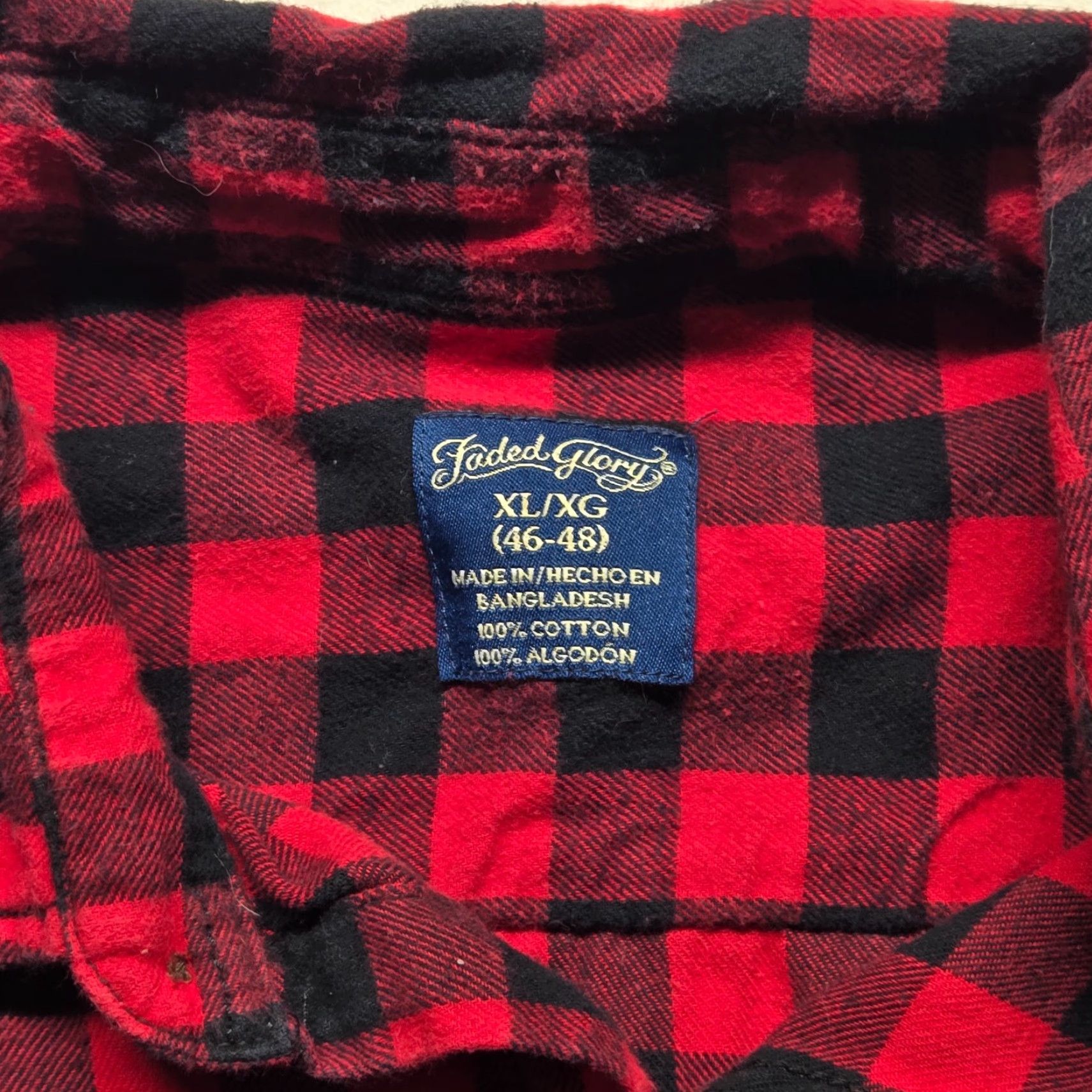Faded Glory VINTAGE FADED GLORY Shirt Men XL Red Black Buffalo Plaid Flannel Button-Up Collared Pocketed Grunge 90s Mens Size US XL / EU 56 / 4 - 3 Thumbnail