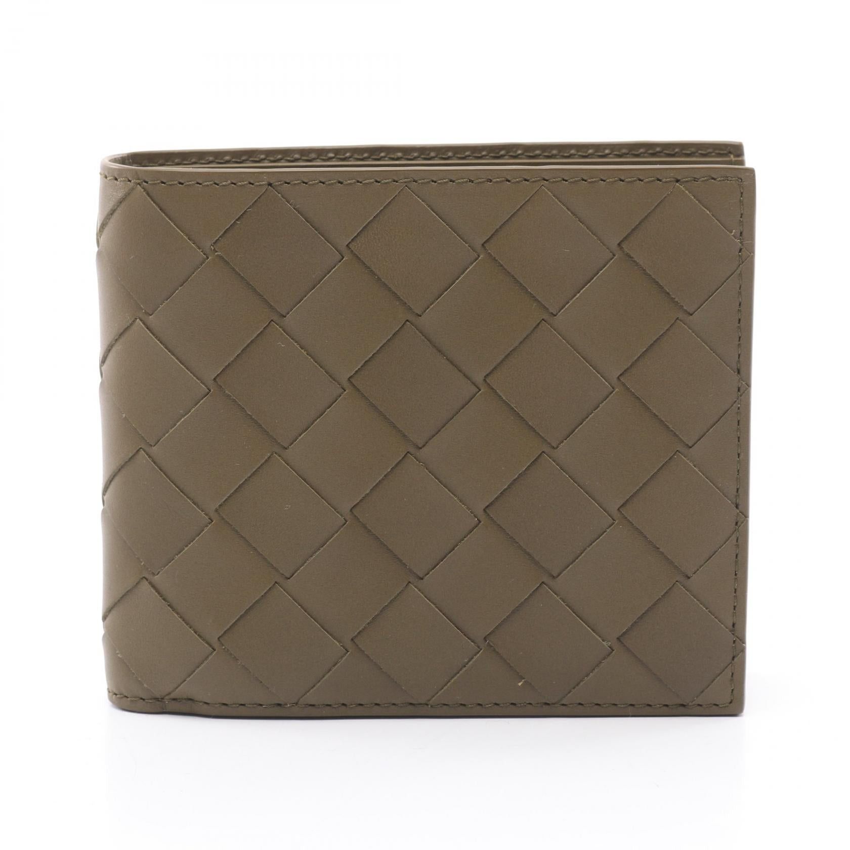 Bottega Veneta Bottega Veneta Intrecciato Bi-Fold Wallet Leather Khaki Green Size ONE SIZE - 1 Thumbnail