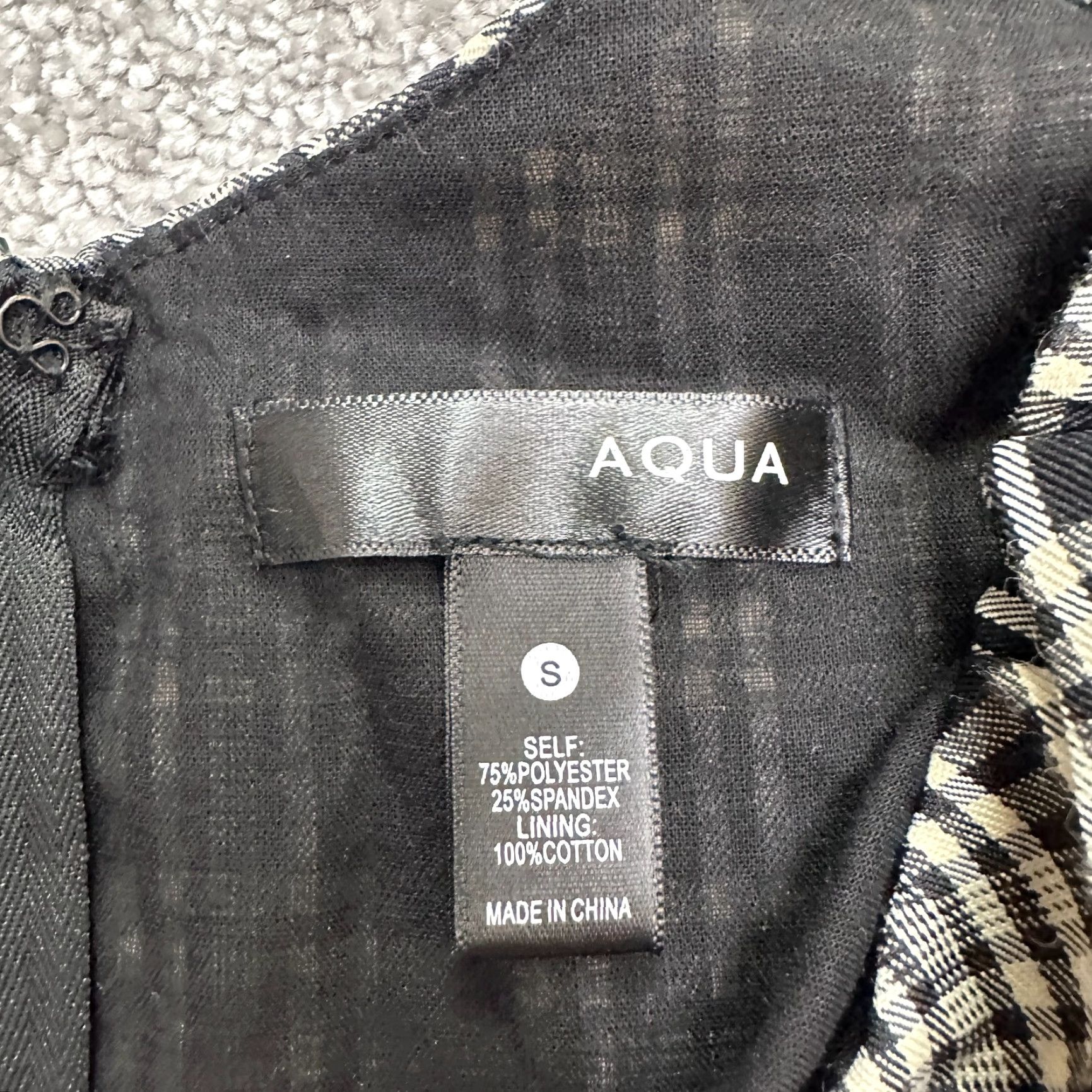 AQUA Aqua By Bloomingdale's Dress Small Black White Plaid Puff Sleeve Mini Womens Size S / US 4 / IT 40 - 4 Thumbnail