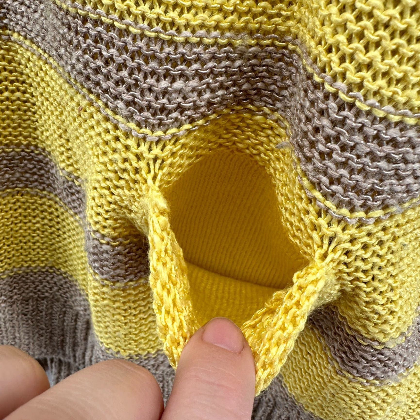 Vintage 360 Sweater Women XS Linen Yellow Stripe Crew Neck Cardigan Knit Lightweight Casual Vintage? No — (Use only original words) Size XS / US 0-2 / IT 36-38 - 6 Thumbnail