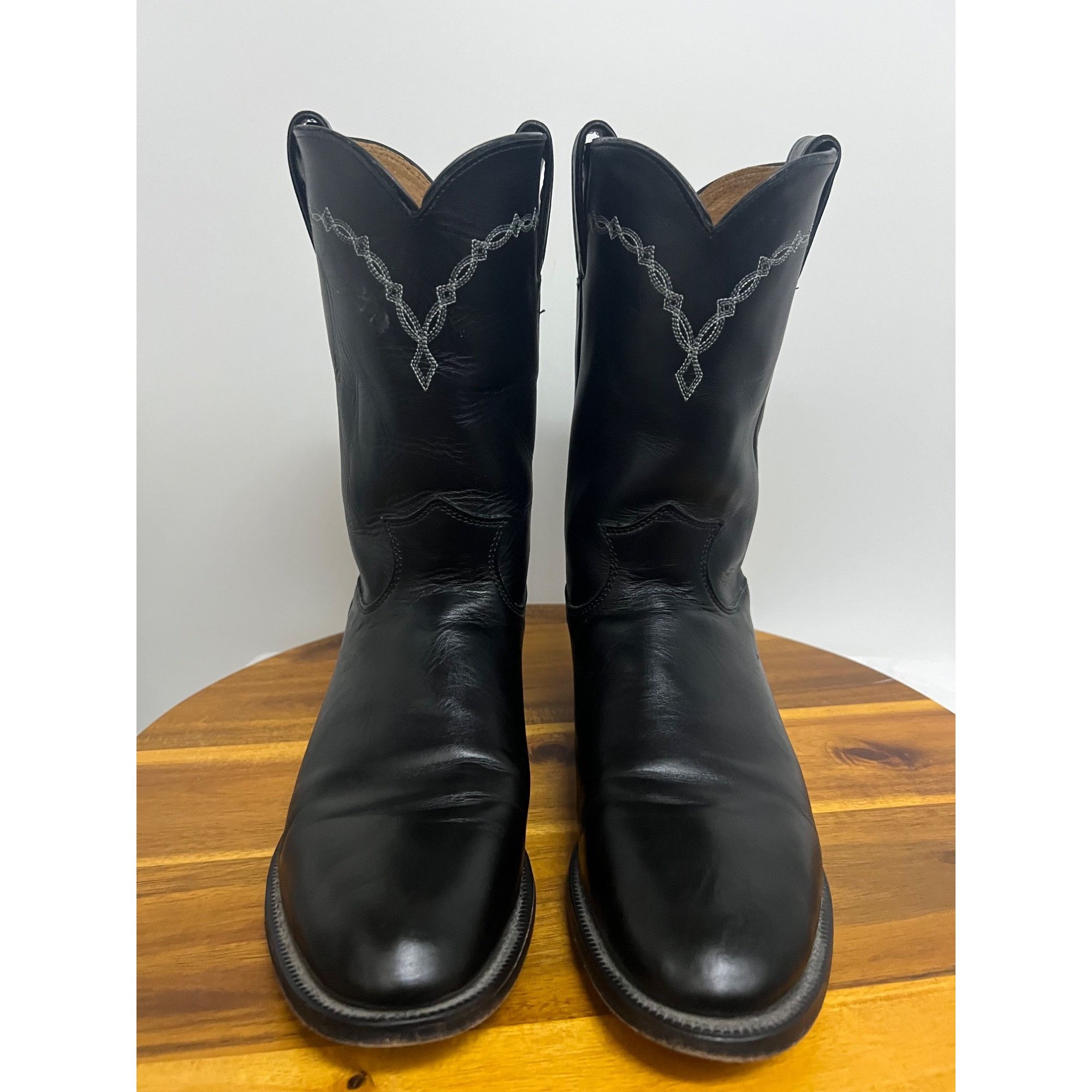 Justin Justin Brock Roper Mens Western Cowboy Boots US 9.5 Black Le Size US 9.5 / EU 42-43 - 8 Thumbnail