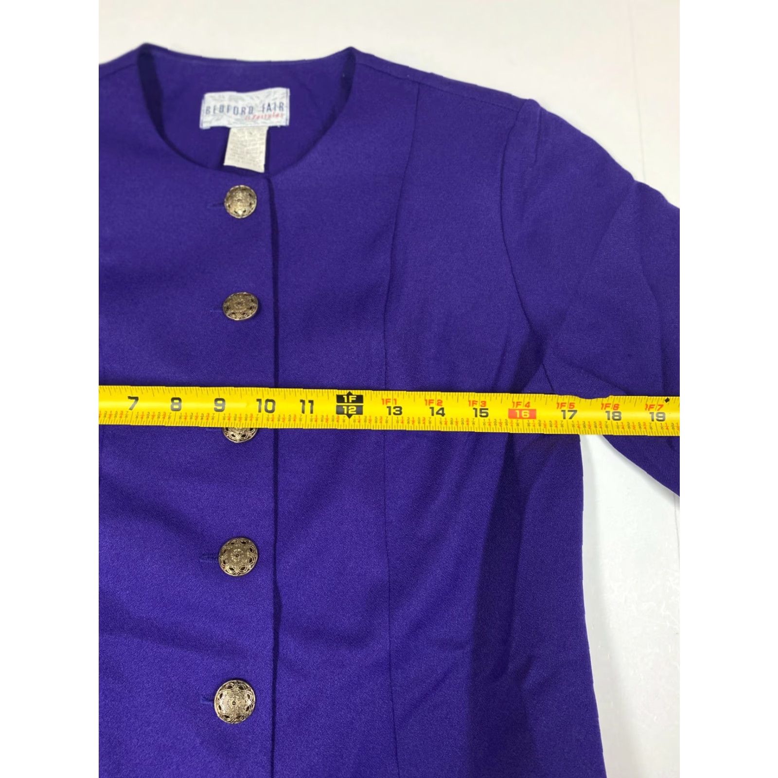 Vintage Bedford Fair Jacket Womens Blue Lightweight 6 Tall Pea Coat Casual Winter Button Front Womens Size M / US 6-8 / IT 42-44 - 5 Thumbnail
