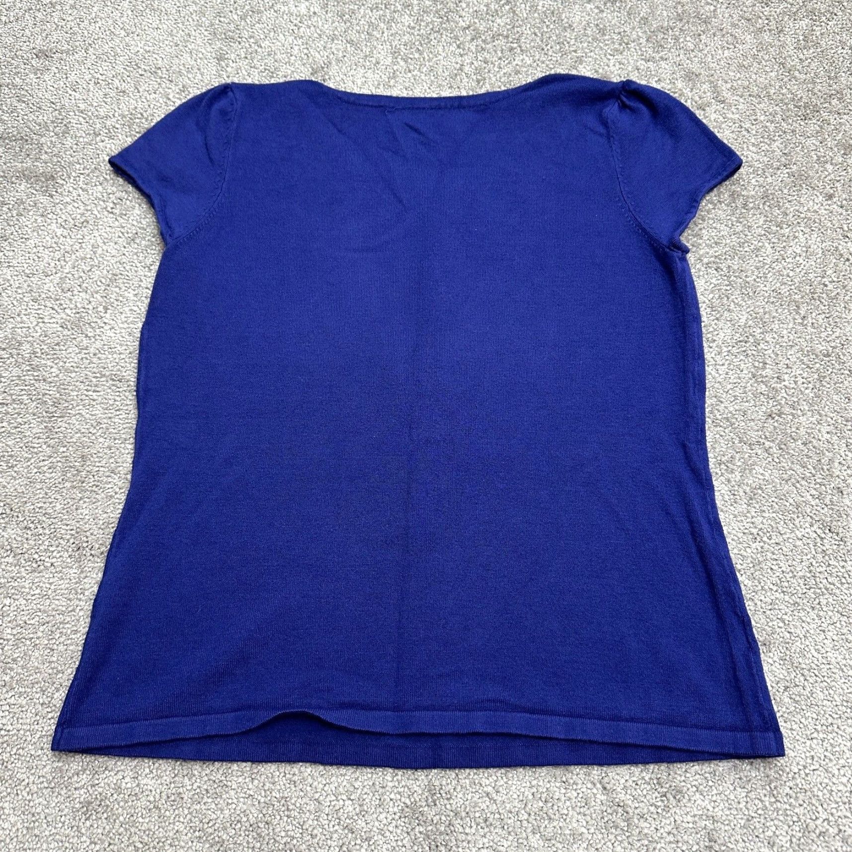 Vintage Unbranded Knit Sweater Top Womens Small Blue Short Sleeve Crew Neck Casual Size S / US 4 / IT 40 - 2 Thumbnail