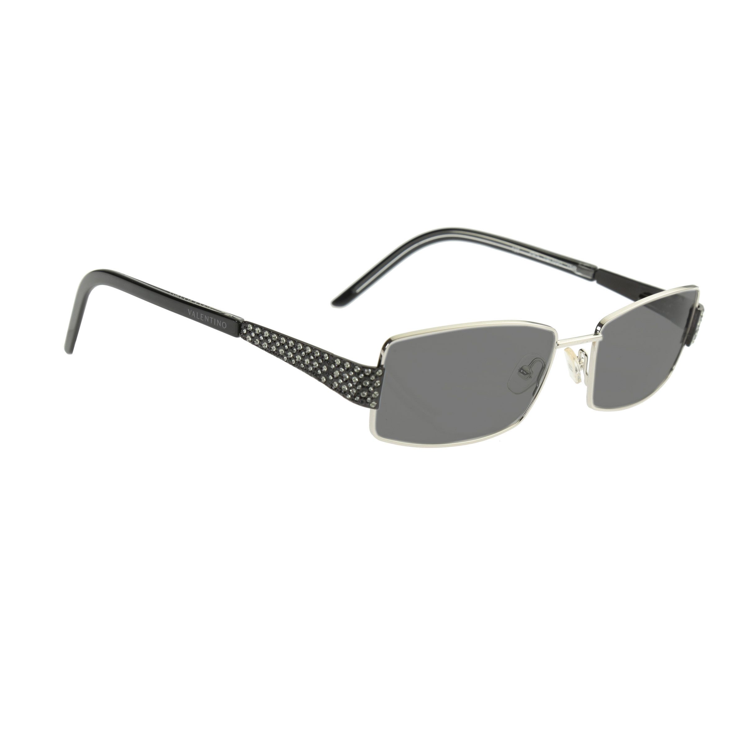 Valentino × Vintage Valentino '90s Crystal Black Rectangular Frame Sunglasses Size ONE SIZE - 1 Thumbnail