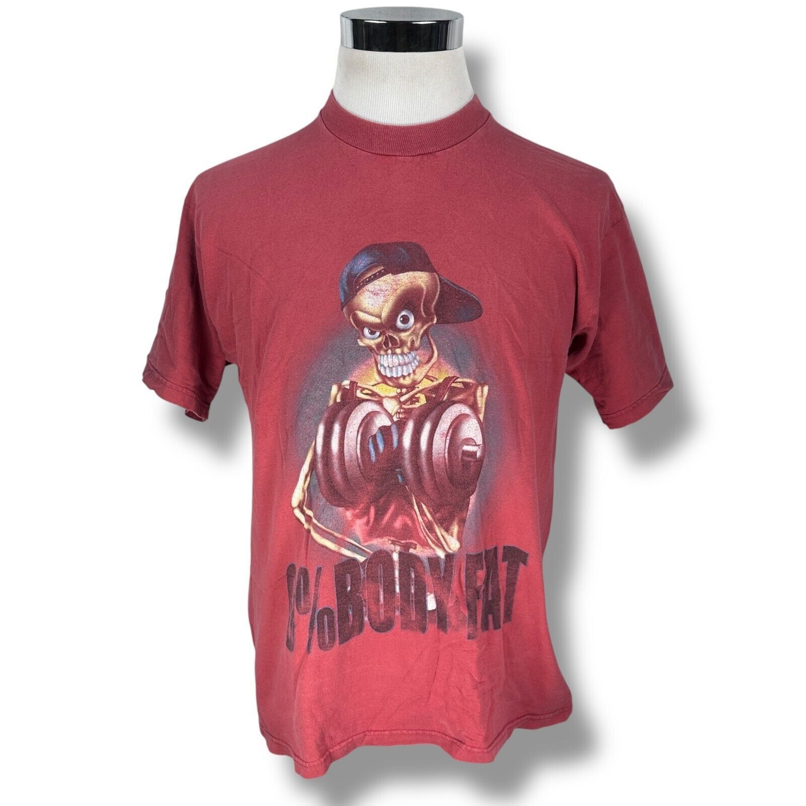 Fruit Of The Loom Vintage Lifting Workout 0% Body Fat Skeleton T-Shirt Men’s L Size US L / EU 52-54 / 3 - 1 Thumbnail