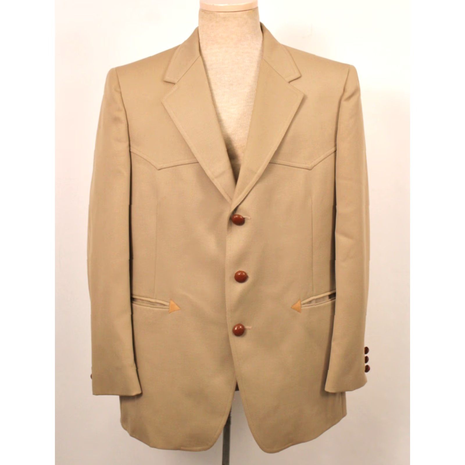 Vintage VINTAGE American Craftsman Western Style Khaki Leisure Suit Mens 1970s Polyester Sz L 70s Size 42R - 3 Thumbnail