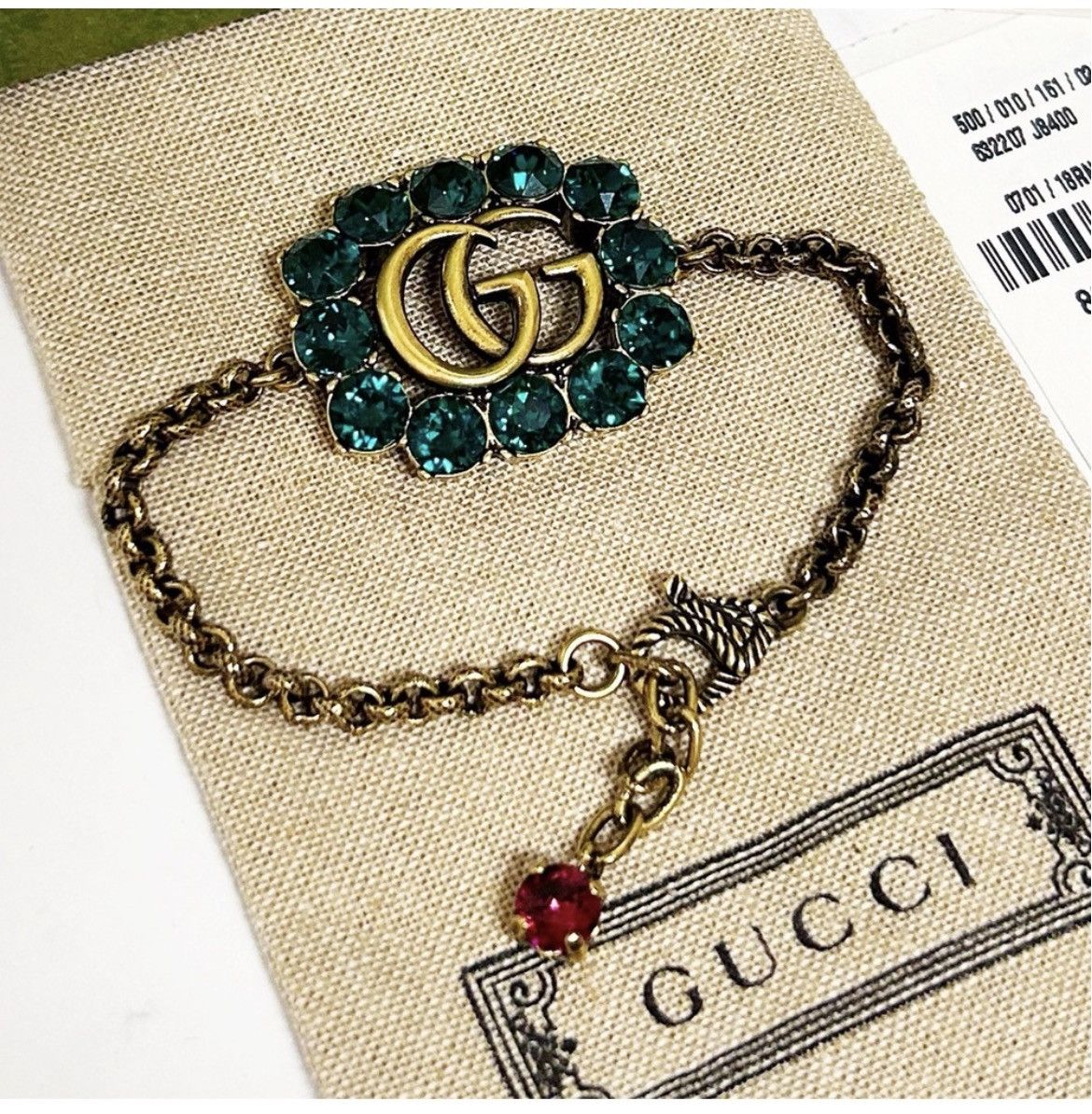 Gucci Authentic Gucci Gold Plated Crystal GG Chain Bracelet Size ONE SIZE - 8 Thumbnail