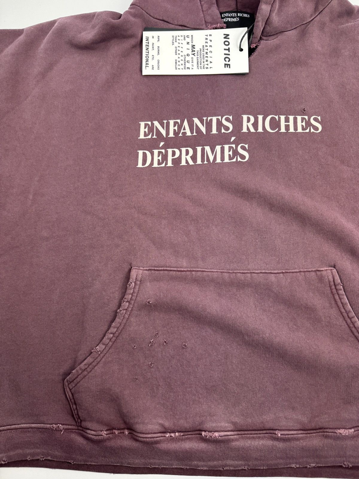 Enfants Riches Deprimes CLASSIC LOGO PRINT DISTRESSED NECK CUT HOODIE Size US XL / EU 56 / 4 - 3 Thumbnail