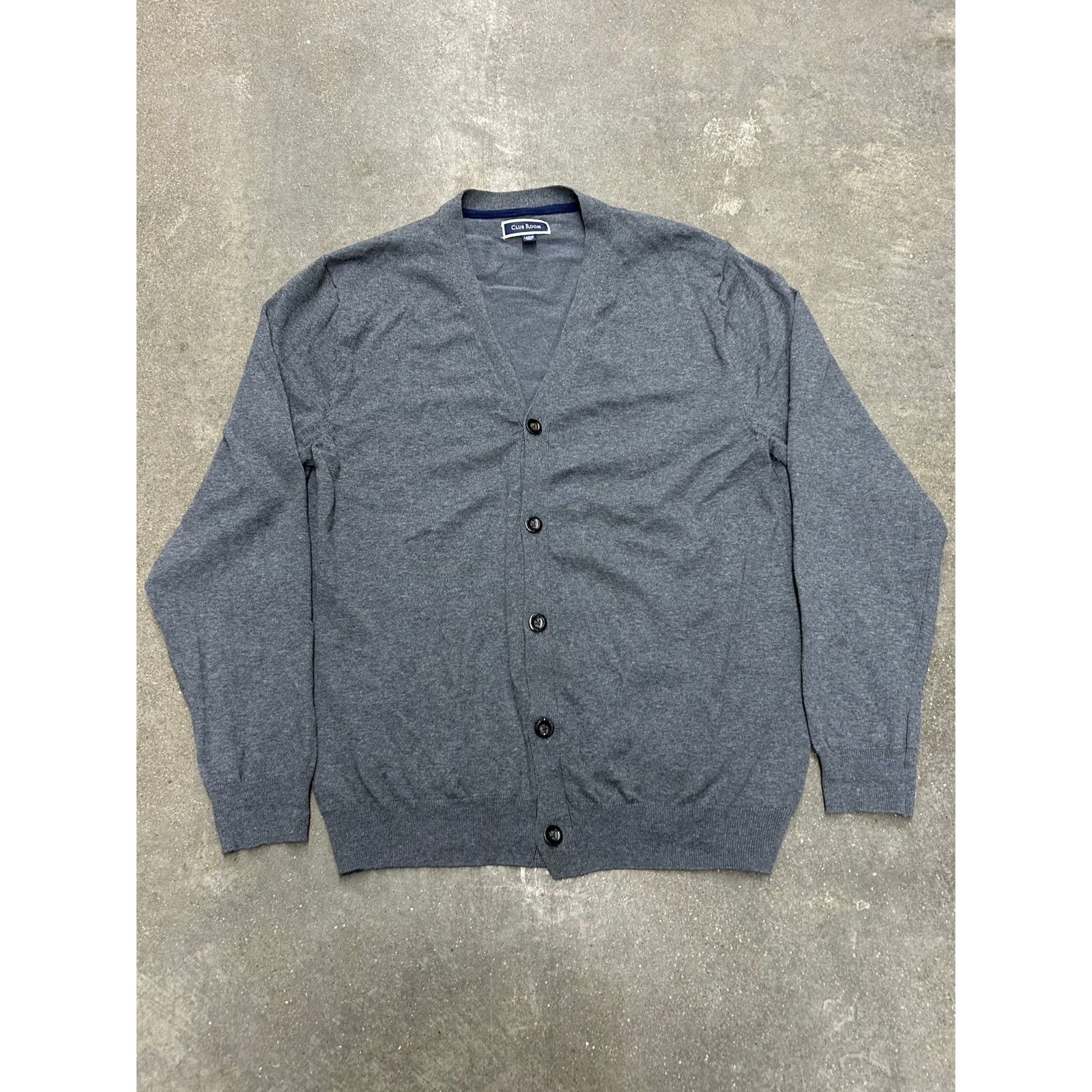 Club Room Vintage Grey Cardigan Sweater Size US L / EU 52-54 / 3 - 1 Thumbnail