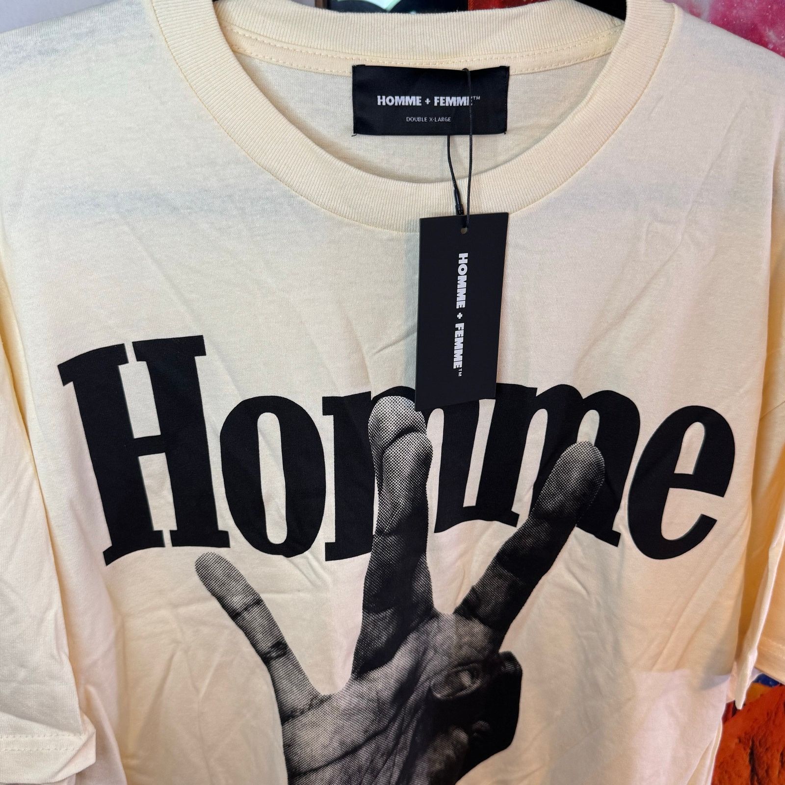 Homme + Femme La •NEW• Homme + Femme LA • Twisted Fingers Off-White Tee • 2XL Size US XXL / EU 58 / 5 - 4 Thumbnail