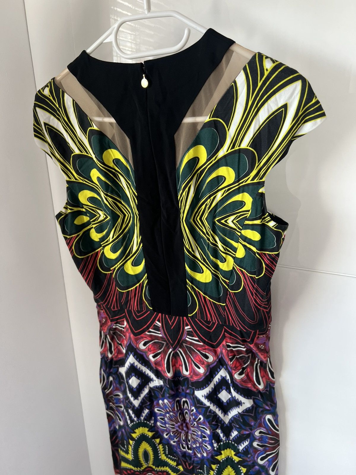 Designer ‼️JUST CAVALLI OPTICAL PRINTED KNEE LENGTH PENCIL DRESS Y2K‼️ Size M / US 6-8 / IT 42-44 - 3 Thumbnail