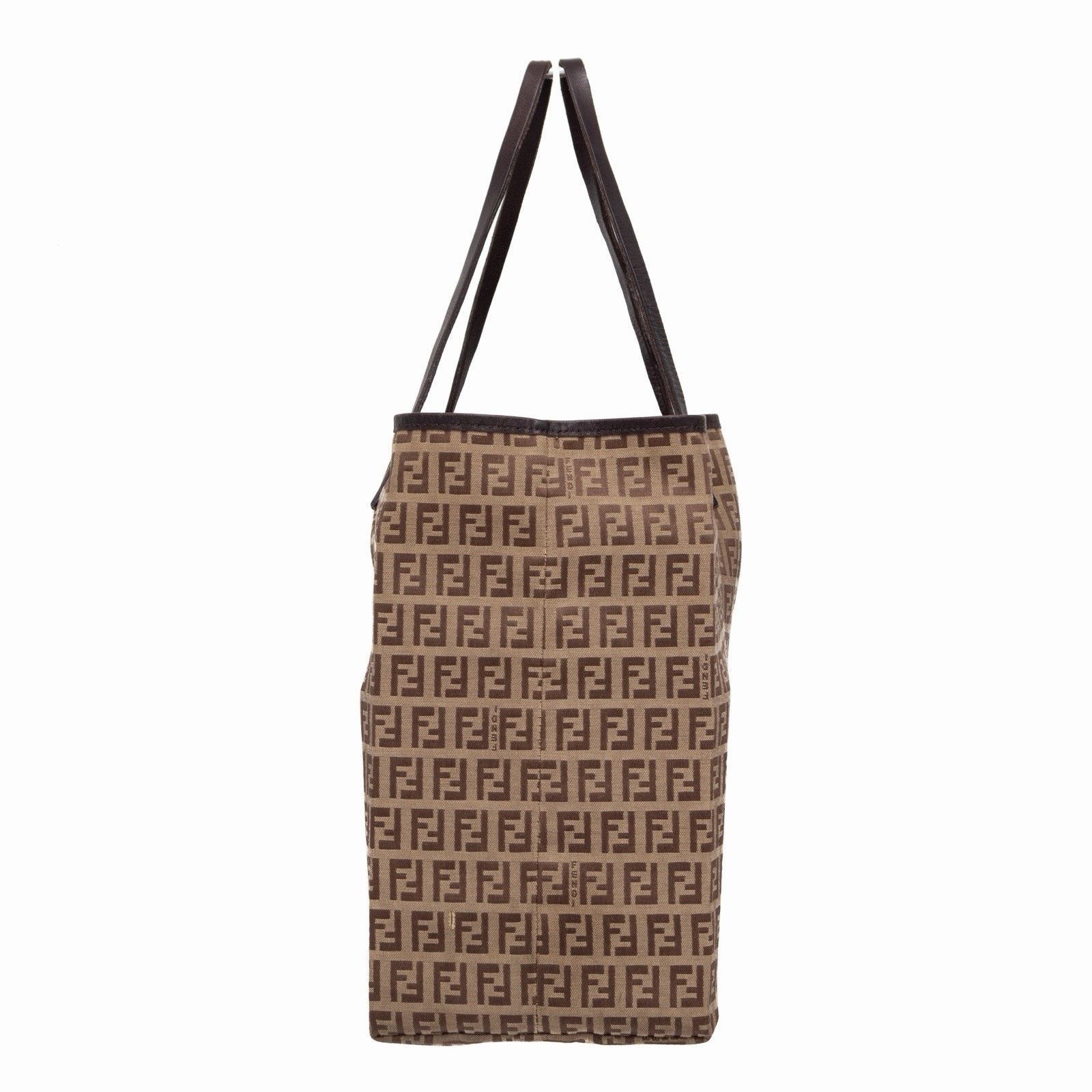 Fendi Fendi Zucchino Monogram Canvas Roll Open Top Tote Bag Brown Size ONE SIZE - 4 Thumbnail