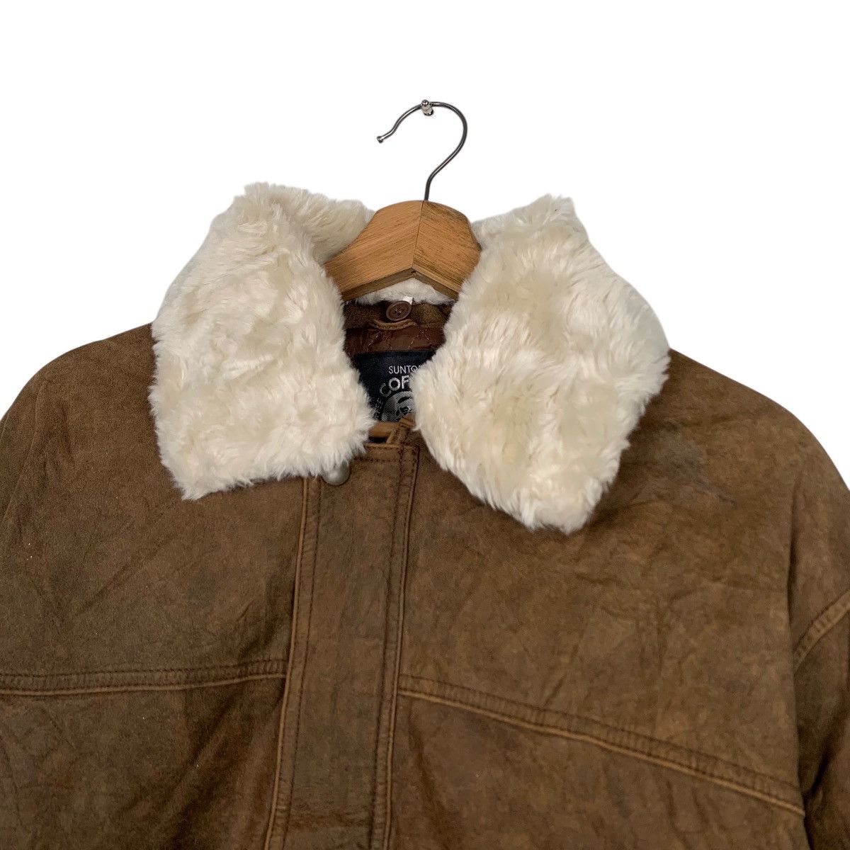 Vintage ☀️Suntory Coffee Boss leather zipper sherpa collar jacket Size US M / EU 48-50 / 2 - 8 Thumbnail