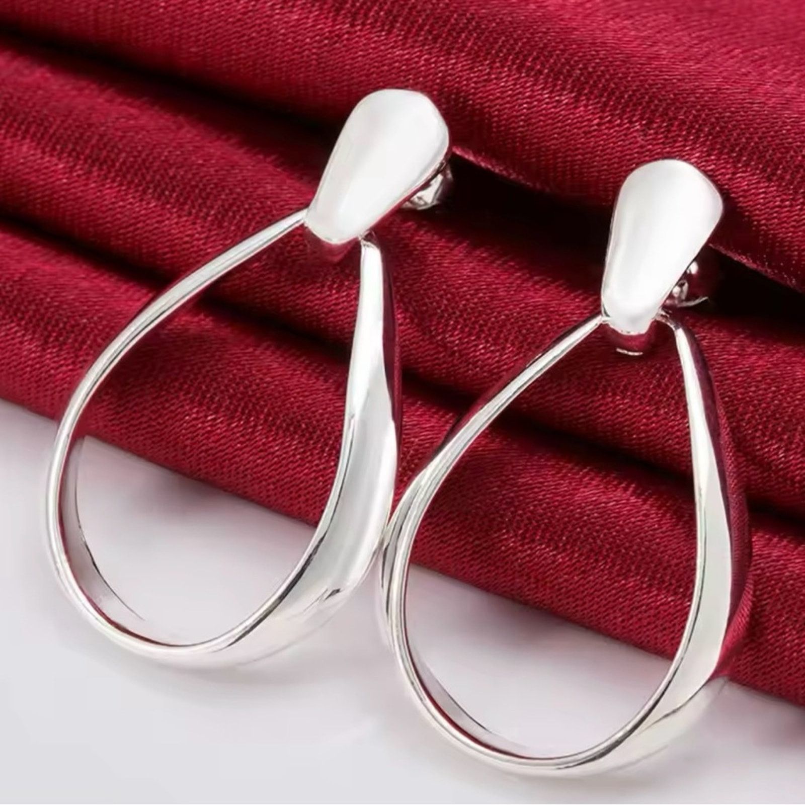 Other Sterling silver Oval Water Drop Earrings For Women Size ONE SIZE - 1 Thumbnail