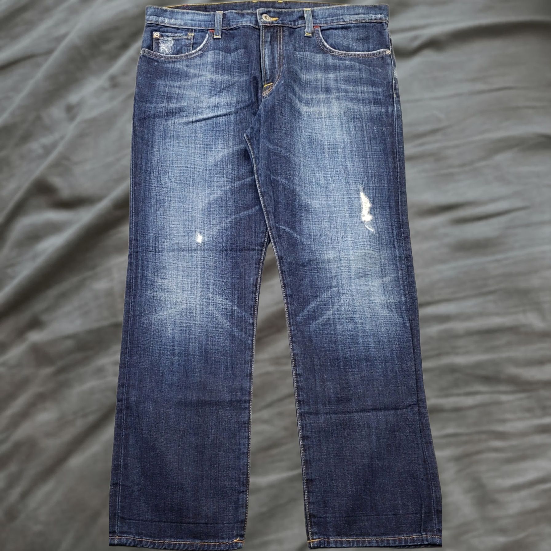 Lucky Brand Lucky Brand Boyfriend Crop Jeans Womens Size 6 Blue Denim Distressed Straight Leg Jeans Size 28" / US 6 / IT 42 - 1 Thumbnail