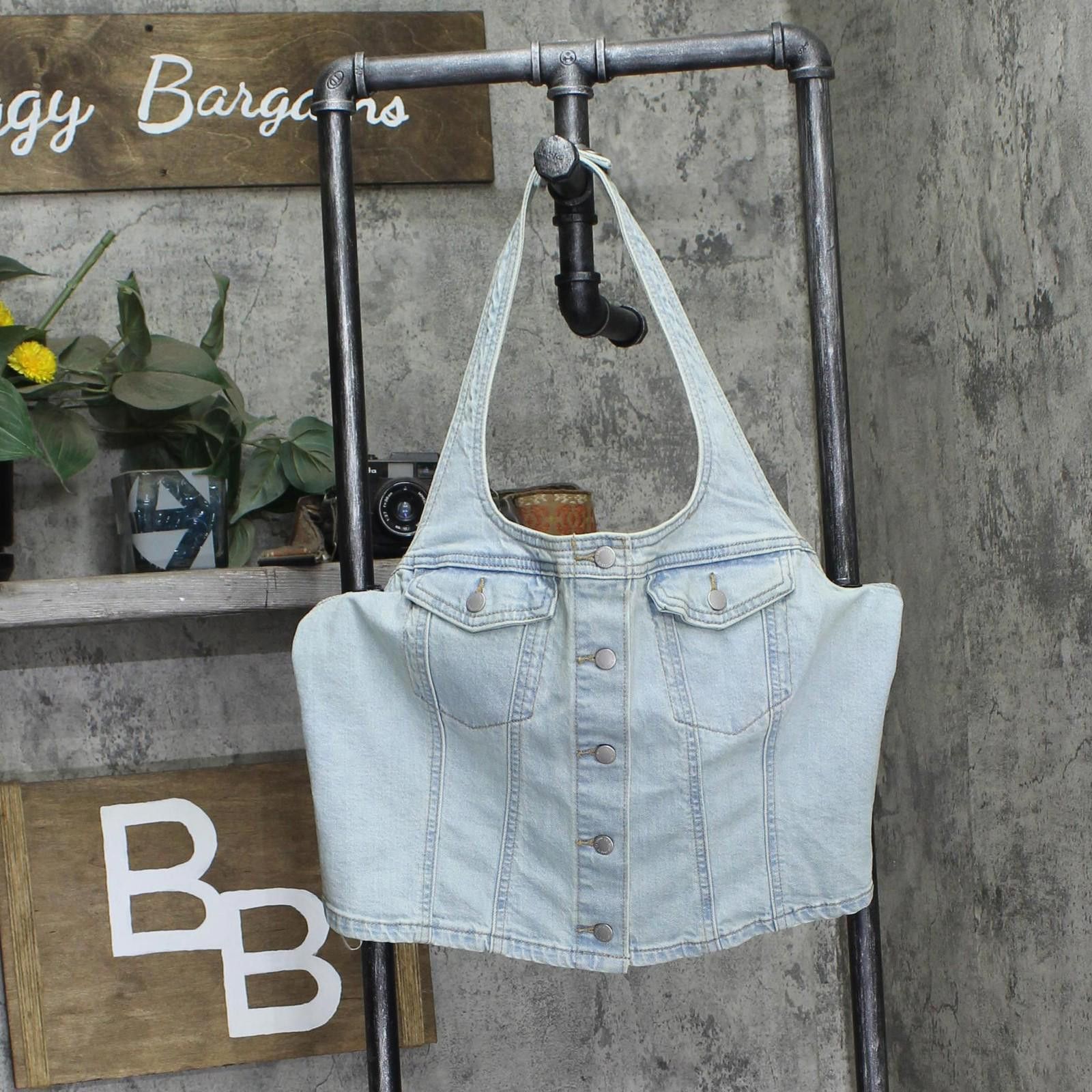 Other Nwt Universal Thread Denim Halter Shirt Light Wash Blue L Size L / US 10 / IT 46 - 1 Thumbnail