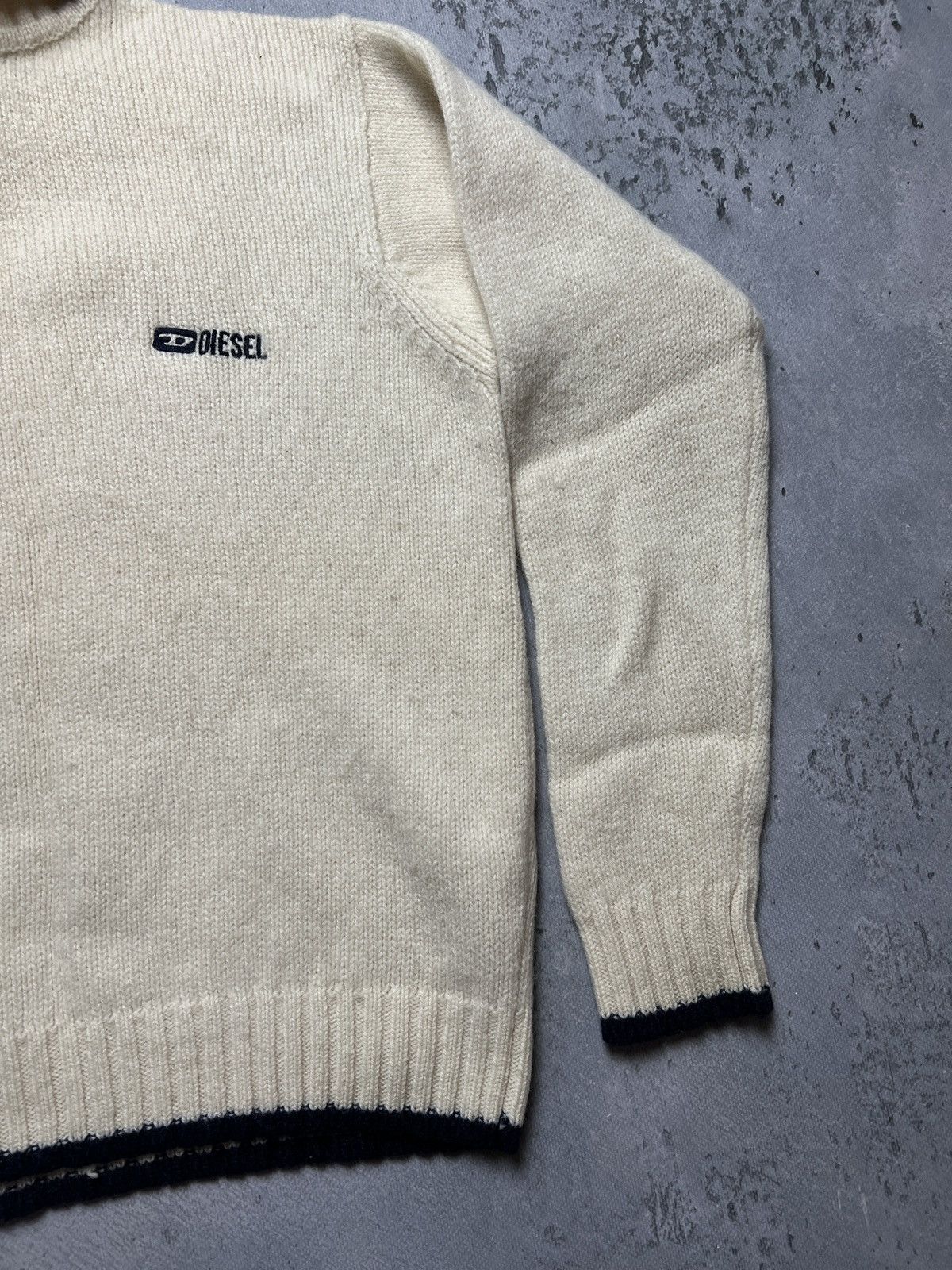 Diesel Diesel Vintage Distressed Knitwear Cream Wool Sweater 90's Size L / US 10 / IT 46 - 6 Thumbnail
