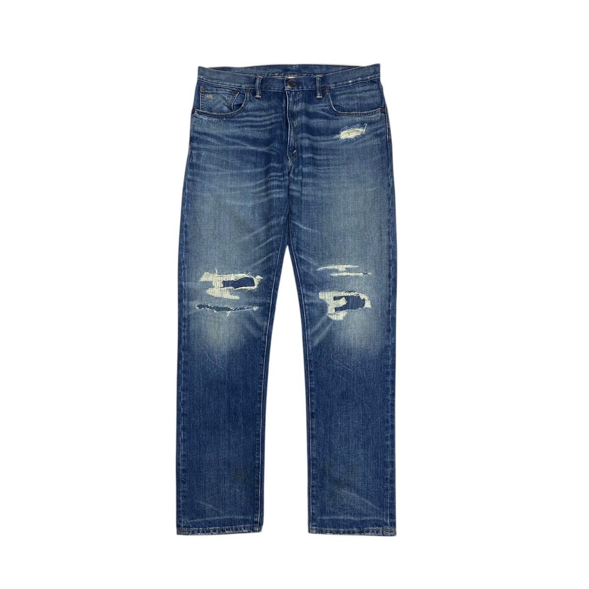 RRL Ralph Lauren RRL Ralph Lauren Distressed Patchwork Denim Pants Size US 36 / EU 52 - 1 Thumbnail