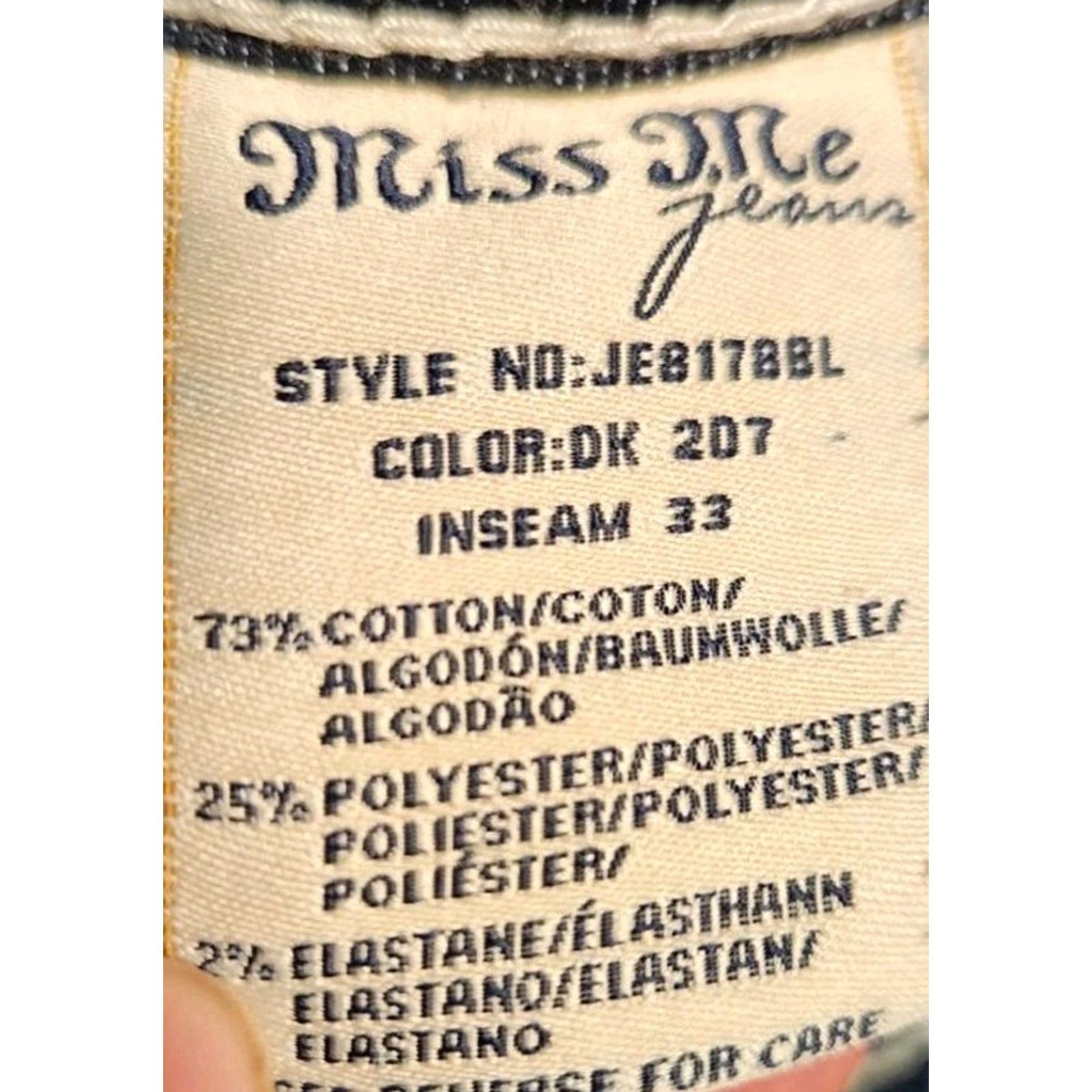 Miss Me MISS ME Signature boot cut jeans Women's 29x33 Denim Bling 5-Pocket Pockets Blue Jeans Size 29 Regular Womens Jeans JE8178BL Size 29" - 7 Thumbnail