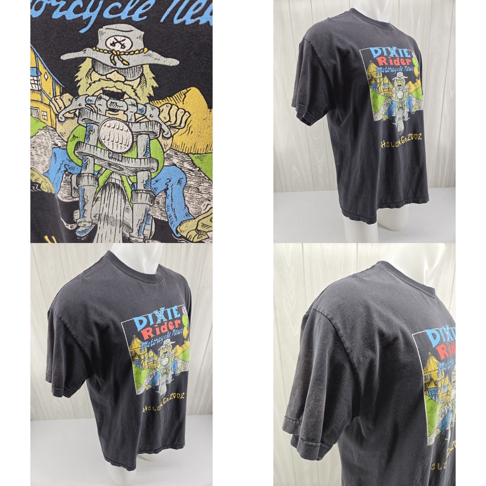 Vintage VINTAGE Heavy Distressed Dixie Rider Motorcycle Helen GA 2002 Men's XL Shirt Size US XL / EU 56 / 4 - 8 Thumbnail