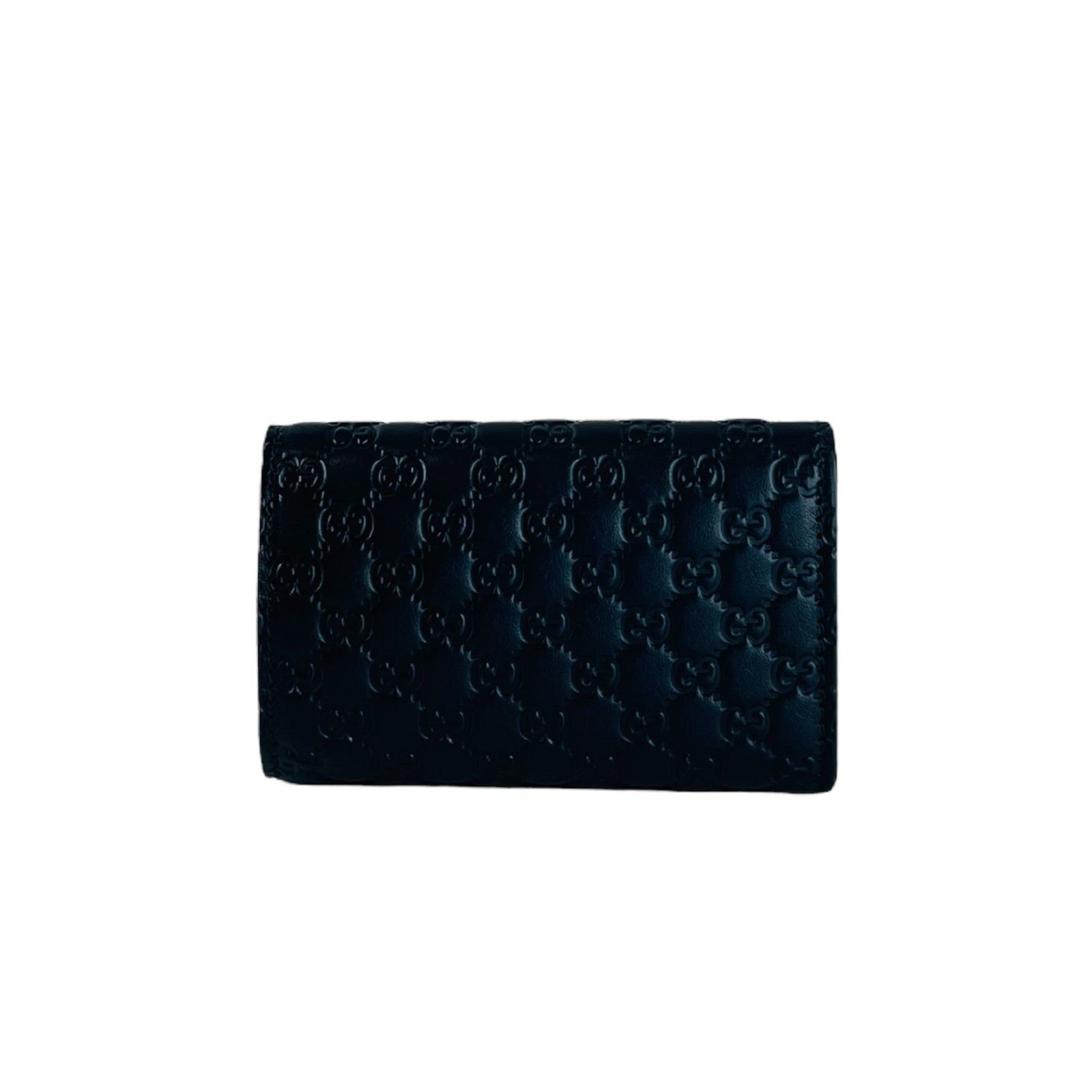 image of Gucci Microssima Key Card Holder Navy Blue Leather, Men's