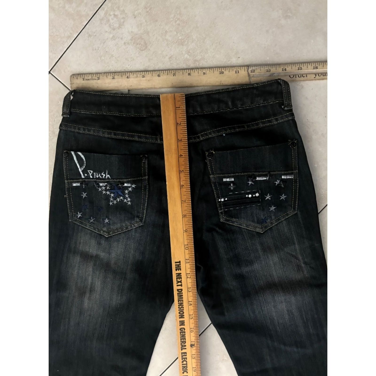 Vintage Platinum Plush Jeans Bootcut Stars Black 7 Women Regular 28 Inseam 33 Denim Cotton/Spandex Polyester NWT NWT bootscut jeans Size 28" / US 6 / IT 42 - 7 Thumbnail