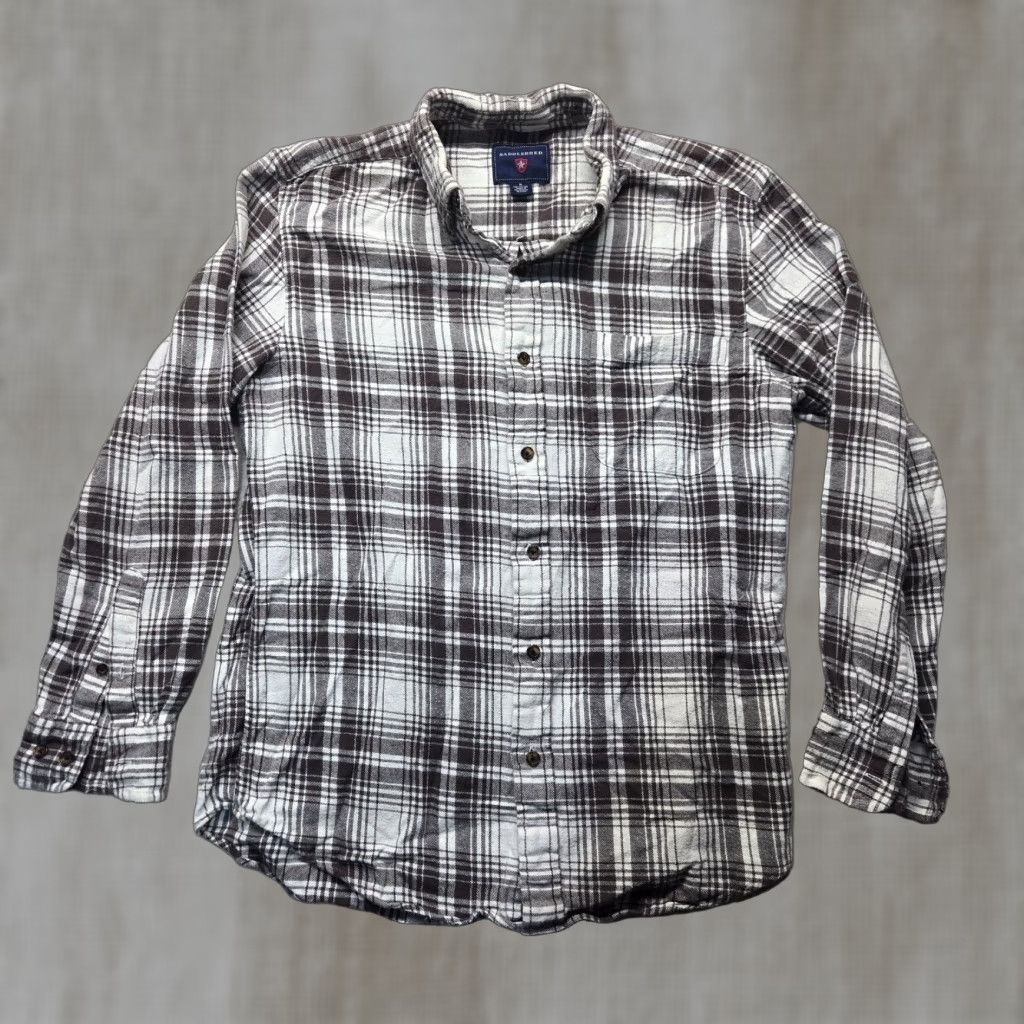 Vintage Saddlebred Brown Plaid Long Sleeve Flannel Button Up Shirt Men's Medium Size US M / EU 48-50 / 2 - 1 Thumbnail