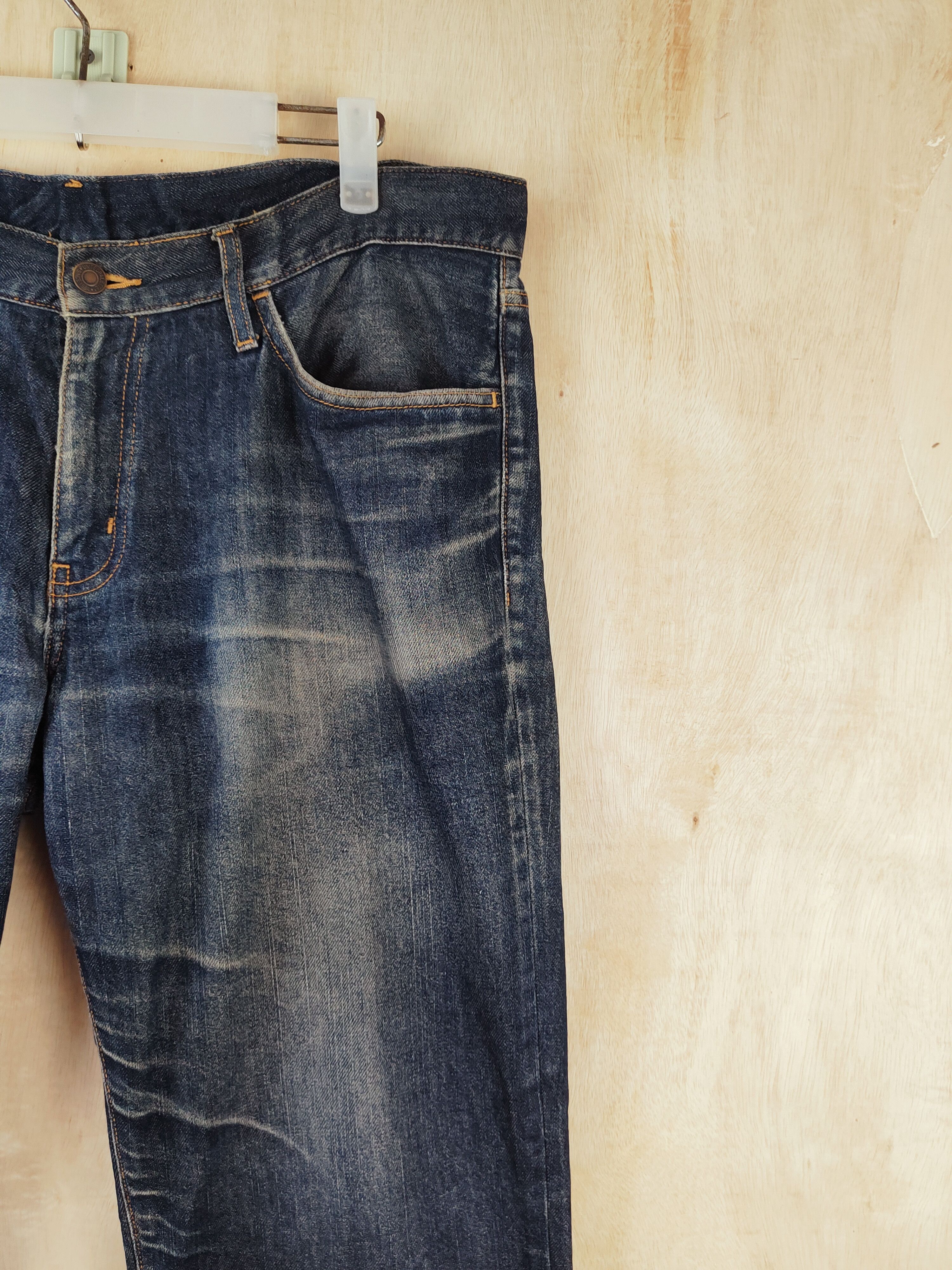 Japanese Brand Japan Dark Blue Distressed Ripped denim Jeans #S2677 Size US 35 - 5 Thumbnail