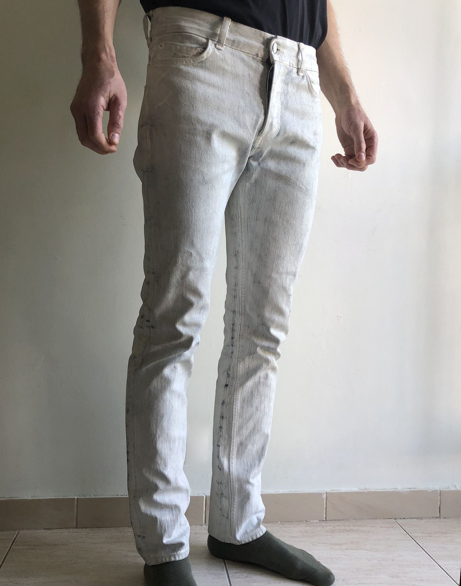 Other Maison Margiela × H&M White Painted Slim Jeans 2012 Size US 30 / EU 46 - 5 Thumbnail