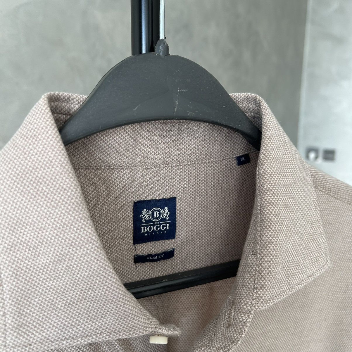 Boggi 💵 Boggi Milano Oldmoney Slim Fit Beige Shirt Size US XL / EU 56 / 4 - 5 Thumbnail